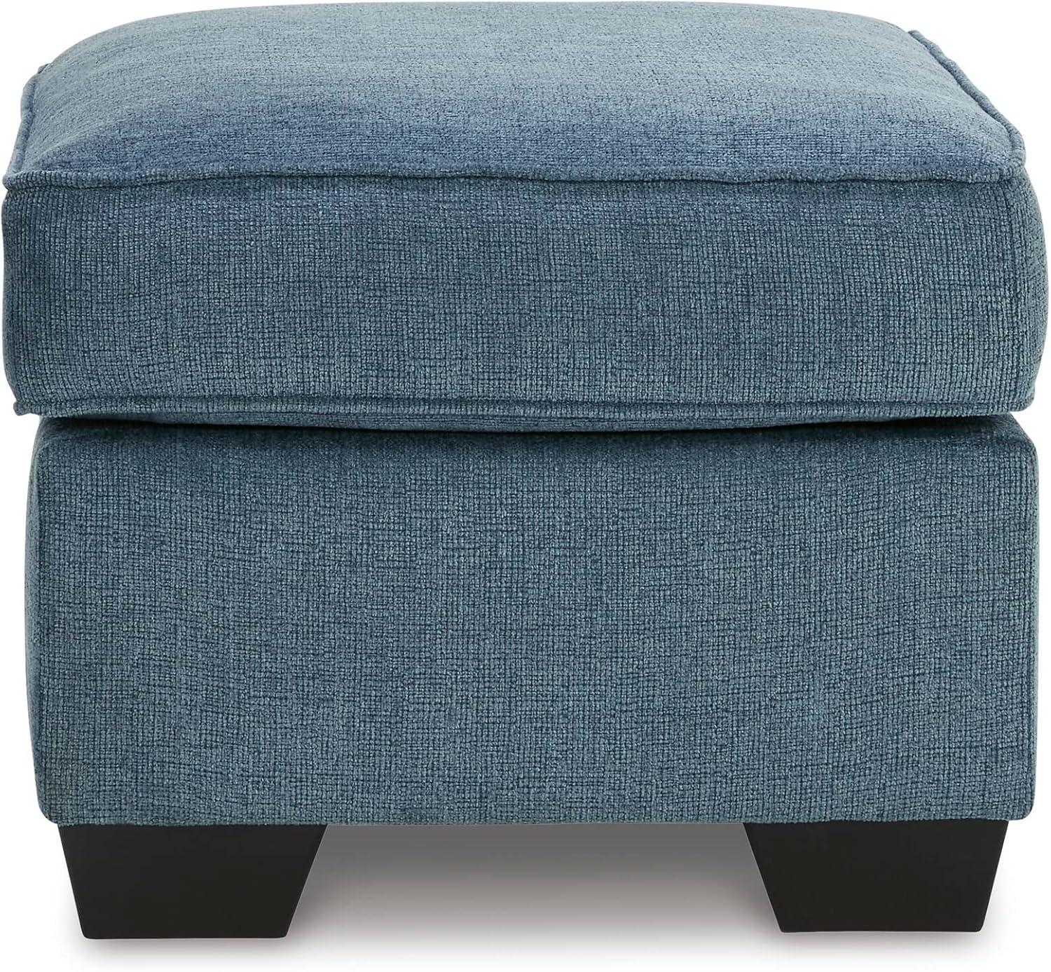 imageSignature Design by Ashley Cashton Contemporary Accent Ottoman with Faux Wood Finished Exposed Feet Foam Cushion Crosshatched Upholstery 30quot by 24quot BlueBlue