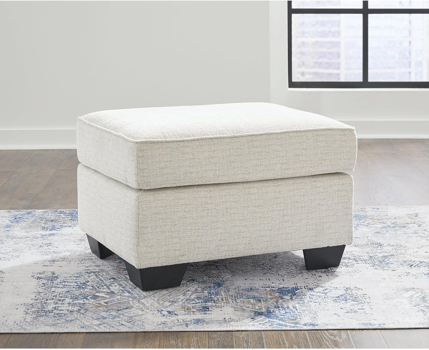 imageSignature Design by Ashley Cashton Contemporary Accent Ottoman with Faux Wood Finished Exposed Feet Foam Cushion Crosshatched Upholstery 30quot by 24quot BlueLight Brown Cream