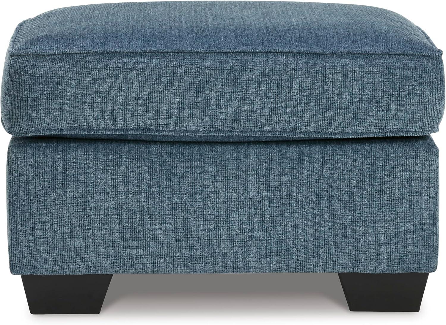 imageSignature Design by Ashley Cashton Contemporary Accent Ottoman with Faux Wood Finished Exposed Feet Foam Cushion Crosshatched Upholstery 30quot by 24quot BlueBlue