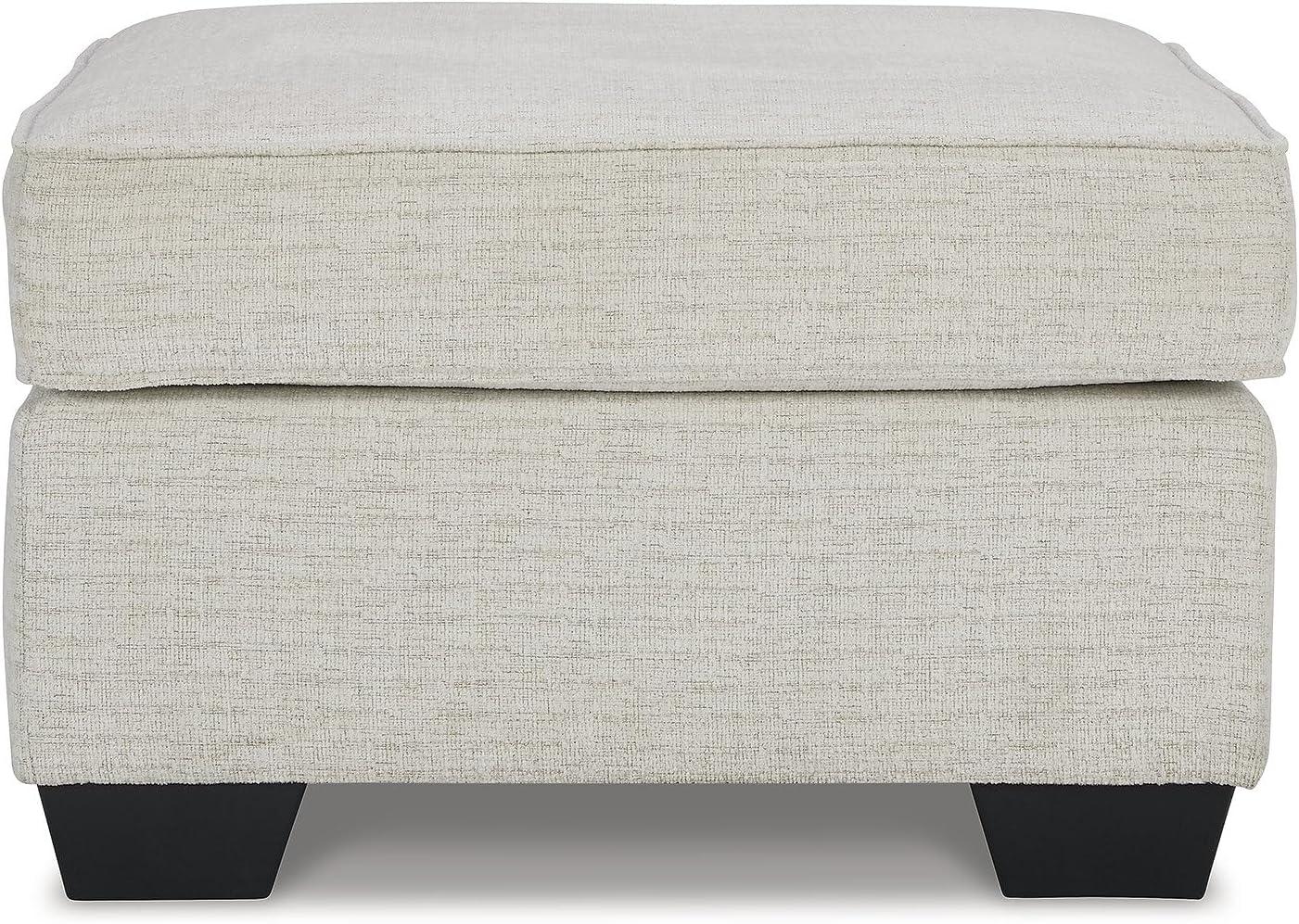 imageSignature Design by Ashley Cashton Contemporary Accent Ottoman with Faux Wood Finished Exposed Feet Foam Cushion Crosshatched Upholstery 30quot by 24quot BlueLight Brown Cream