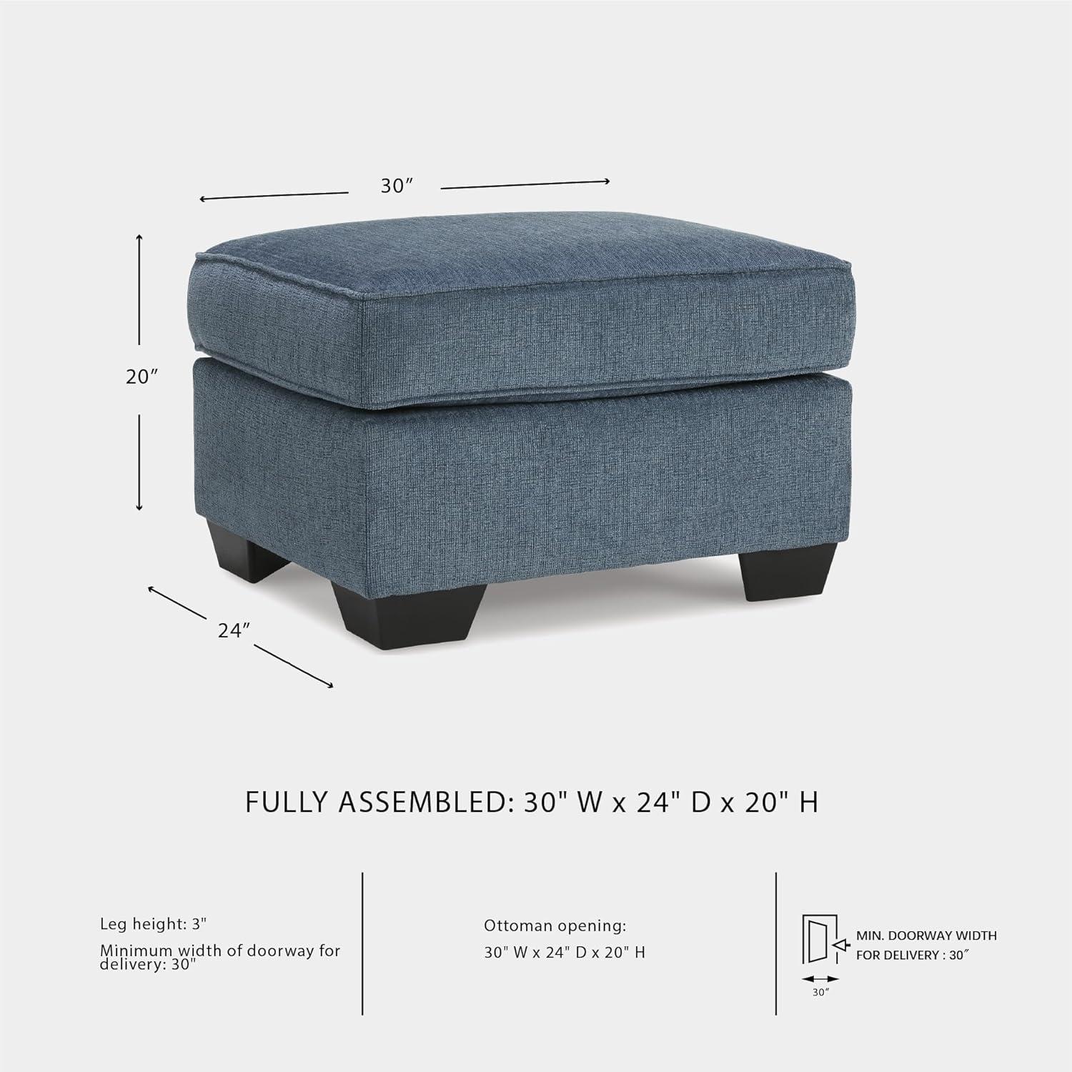 imageSignature Design by Ashley Cashton Contemporary Accent Ottoman with Faux Wood Finished Exposed Feet Foam Cushion Crosshatched Upholstery 30quot by 24quot BlueBlue