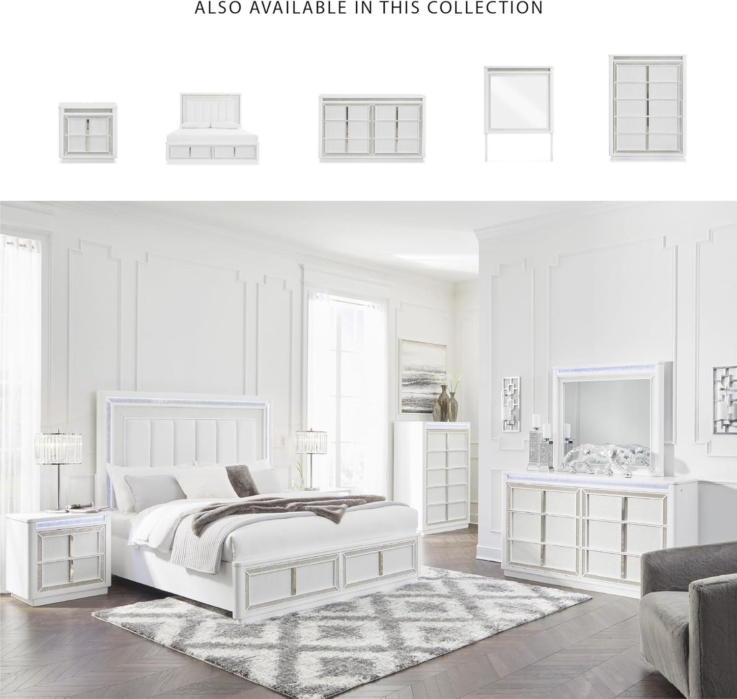 imageSignature Design by Ashley Chalanna Contemporary Chest of Drawers with FeltLined Top Drawer LED Lighting and Glamorous Details White