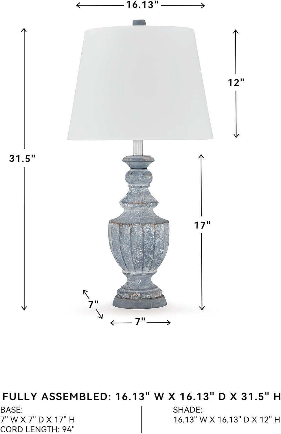 imageSignature Design by Ashley Cylerick Vintage Terra Cotta and Wood Table Lamp with 3Way Switch Blue