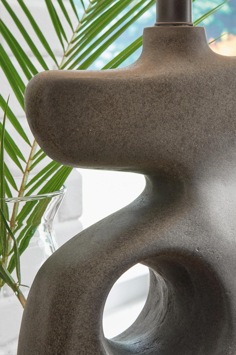 imageSignature Design by Ashley Danacy Farmhouse Distressed Paper Composite Table Lamp with 3Way Switch Black