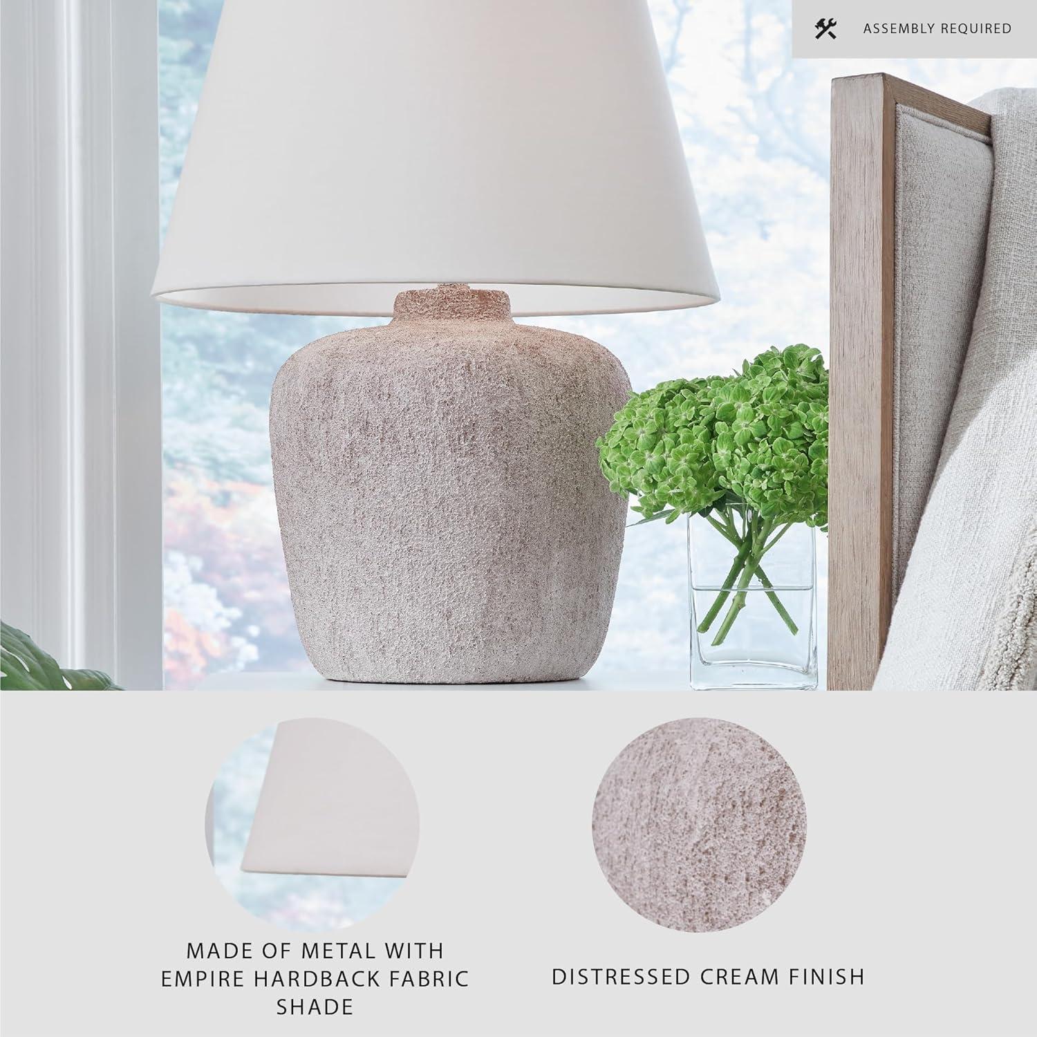 imageSignature Design by Ashley Danry Industrial Distressed Metal Table Lamp with 3Way Switch White ampamp Light Brown