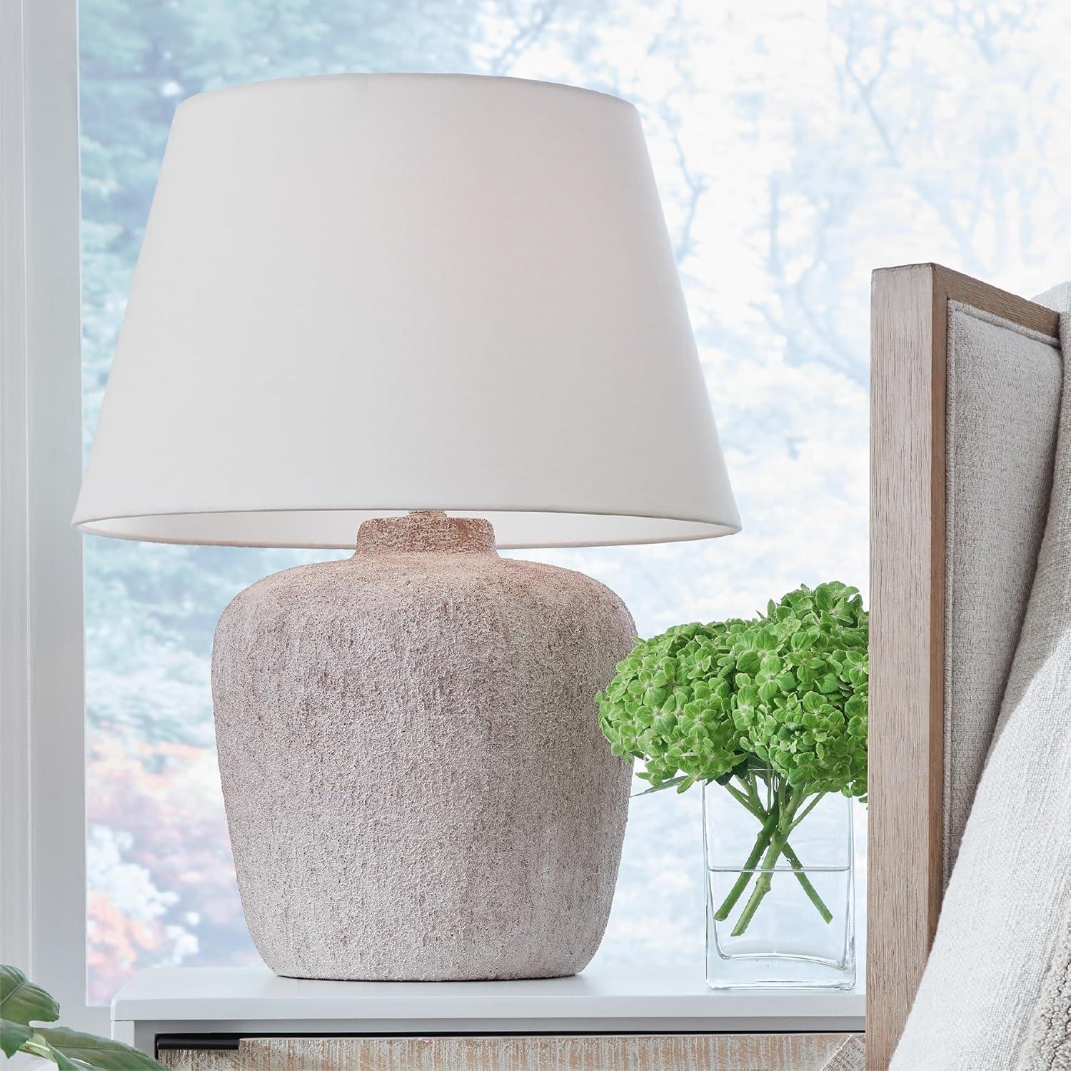 imageSignature Design by Ashley Danry Industrial Distressed Metal Table Lamp with 3Way Switch White ampamp Light Brown