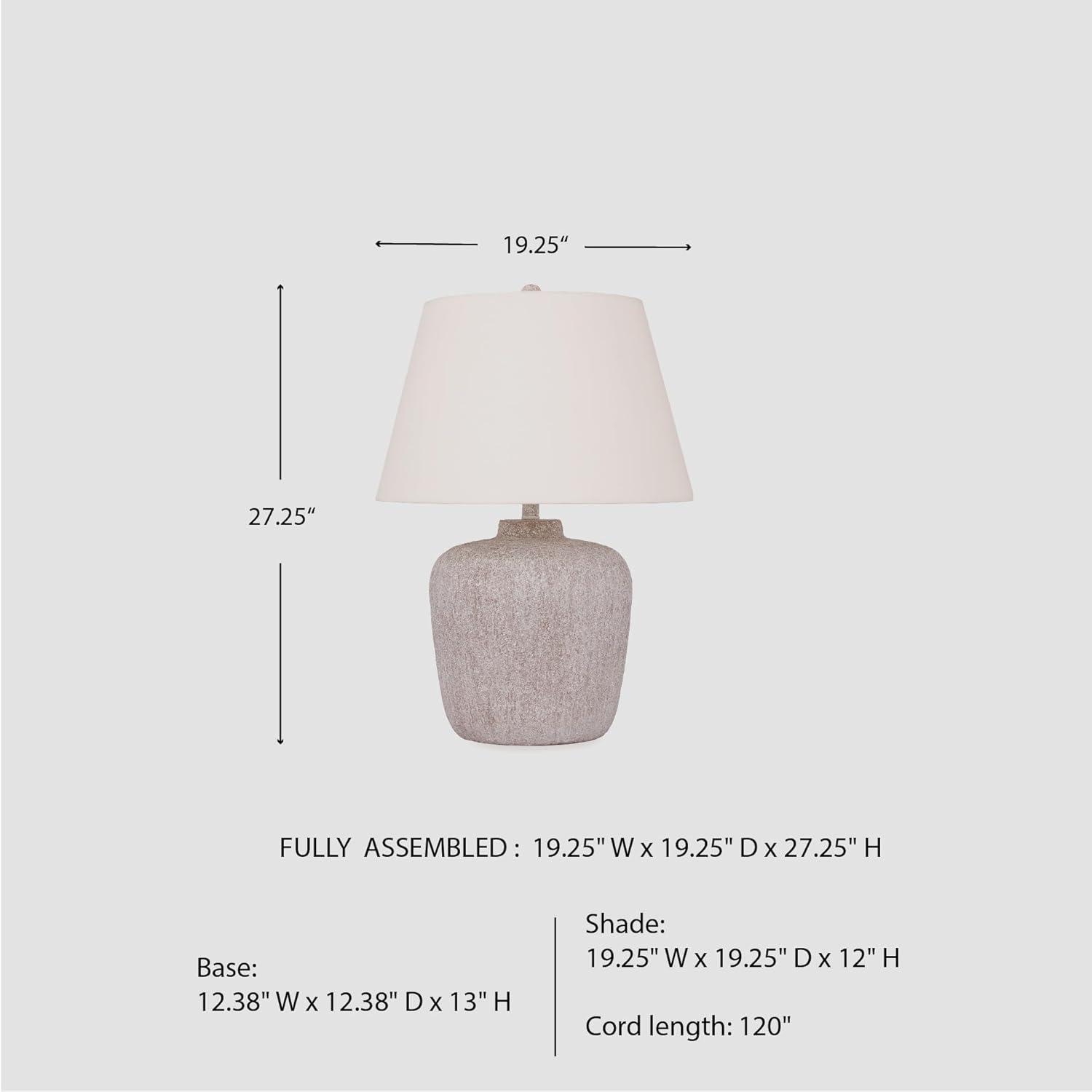 imageSignature Design by Ashley Danry Industrial Distressed Metal Table Lamp with 3Way Switch White ampamp Light Brown