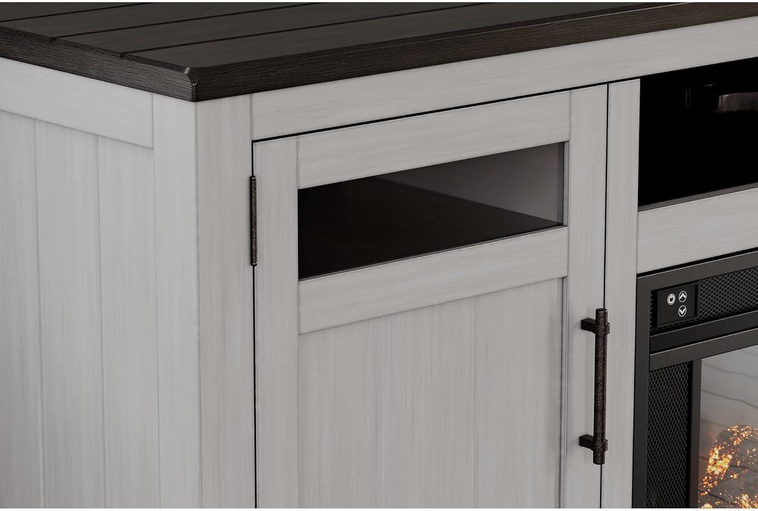 imageSignature Design by Ashley Darborn Casual 88quot TV Stand with Electric Fireplace for TVs up to 101quot Light GrayDark Brown