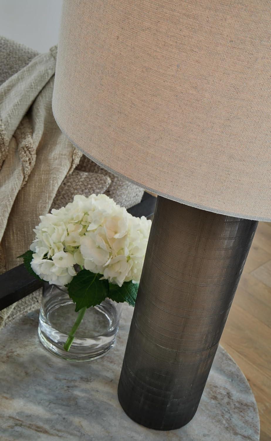 imageSignature Design by Ashley Dingerly Contemporary 2825 Inch Glass Table Lamp Brown ampamp Beige