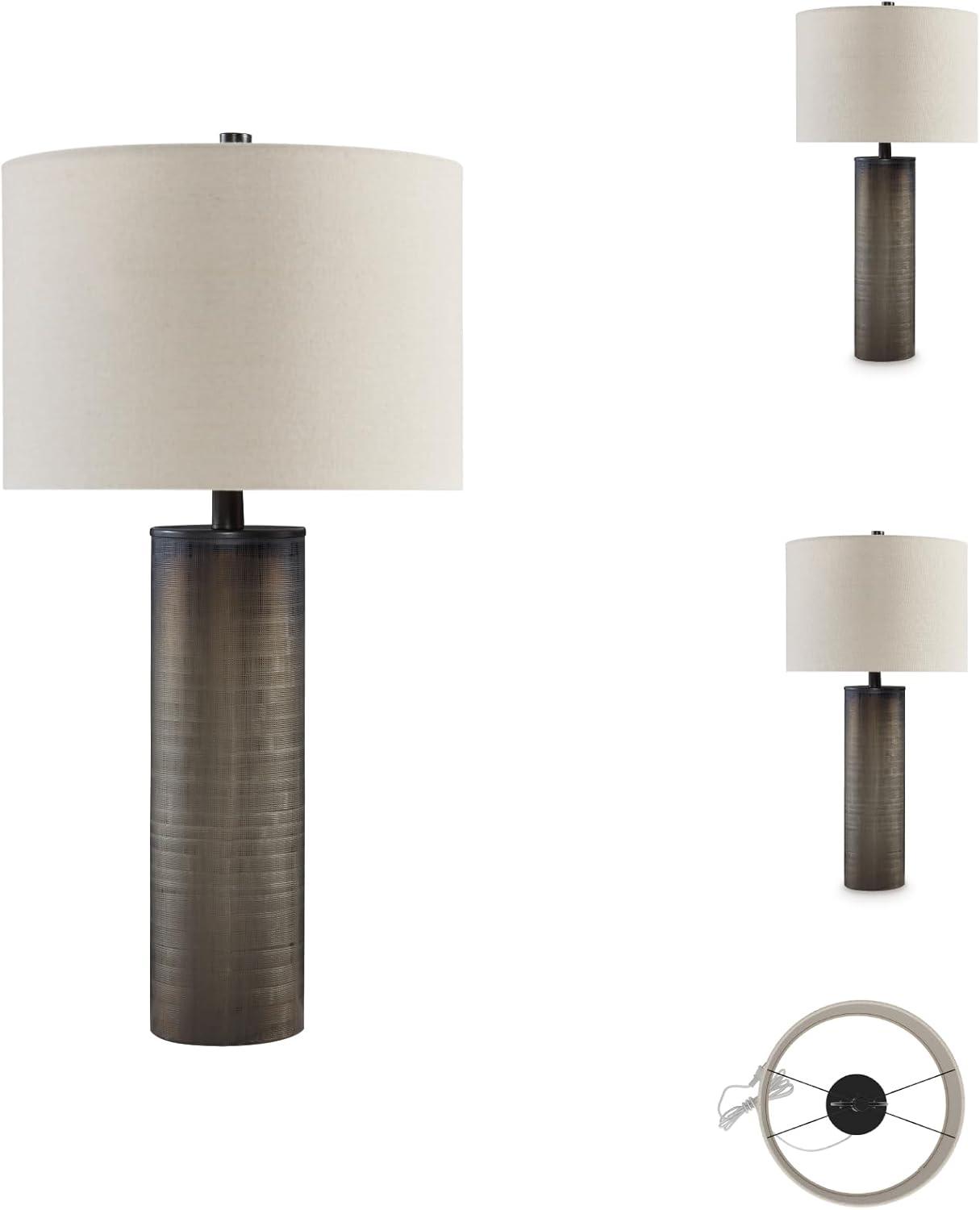 imageSignature Design by Ashley Dingerly Contemporary 2825 Inch Glass Table Lamp Brown ampamp Beige