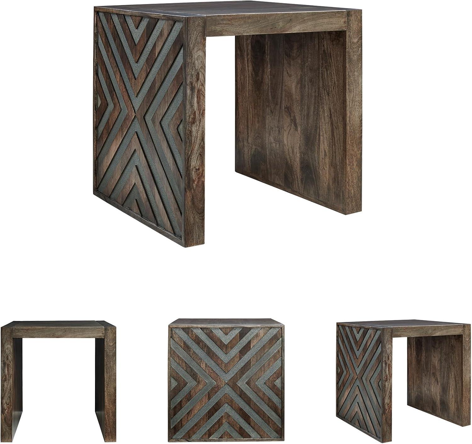 imageSignature Design by Ashley Dreggan Casual End Table with Diamond Pattern Dark Brown