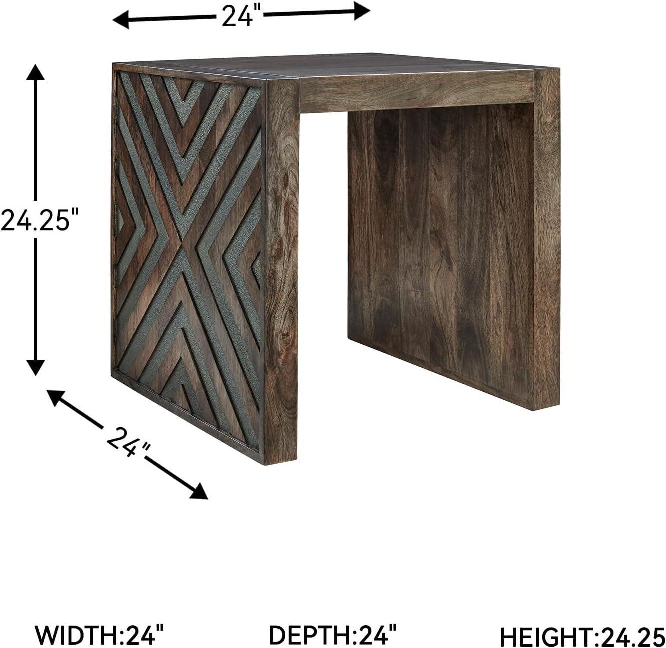 imageSignature Design by Ashley Dreggan Casual End Table with Diamond Pattern Dark Brown