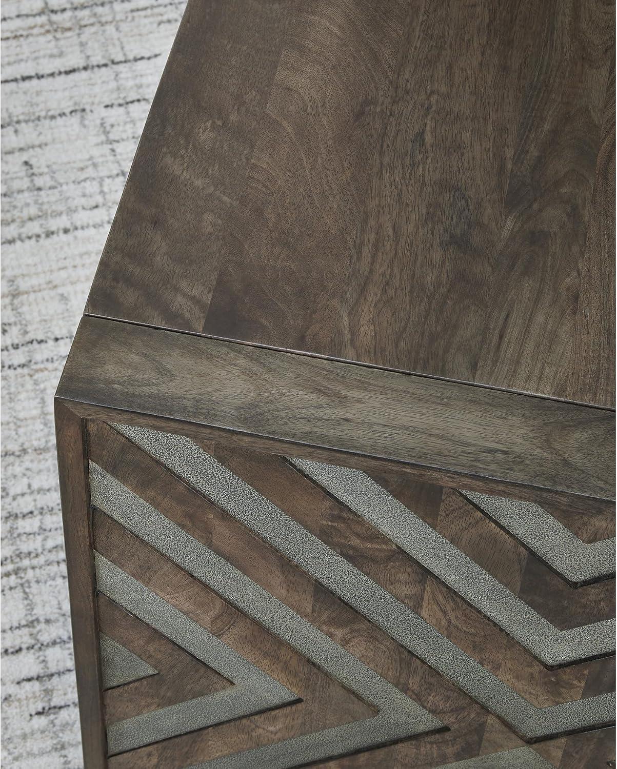 imageSignature Design by Ashley Dreggan Casual End Table with Diamond Pattern Dark Brown