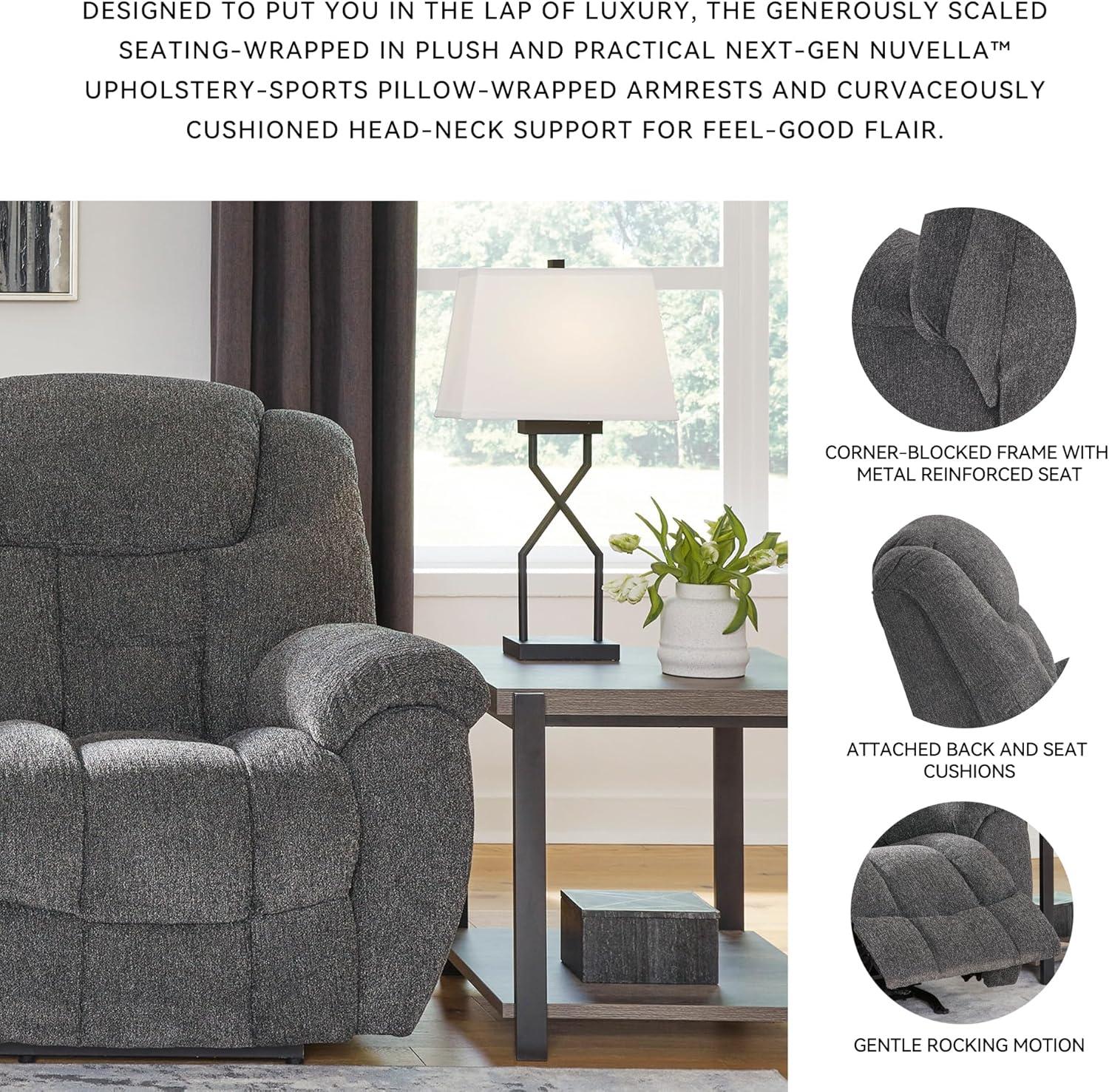 imageSignature Design by Ashley Foreside Contemporary Stain Resistant Manual Reclining Sofa GrayRecliner