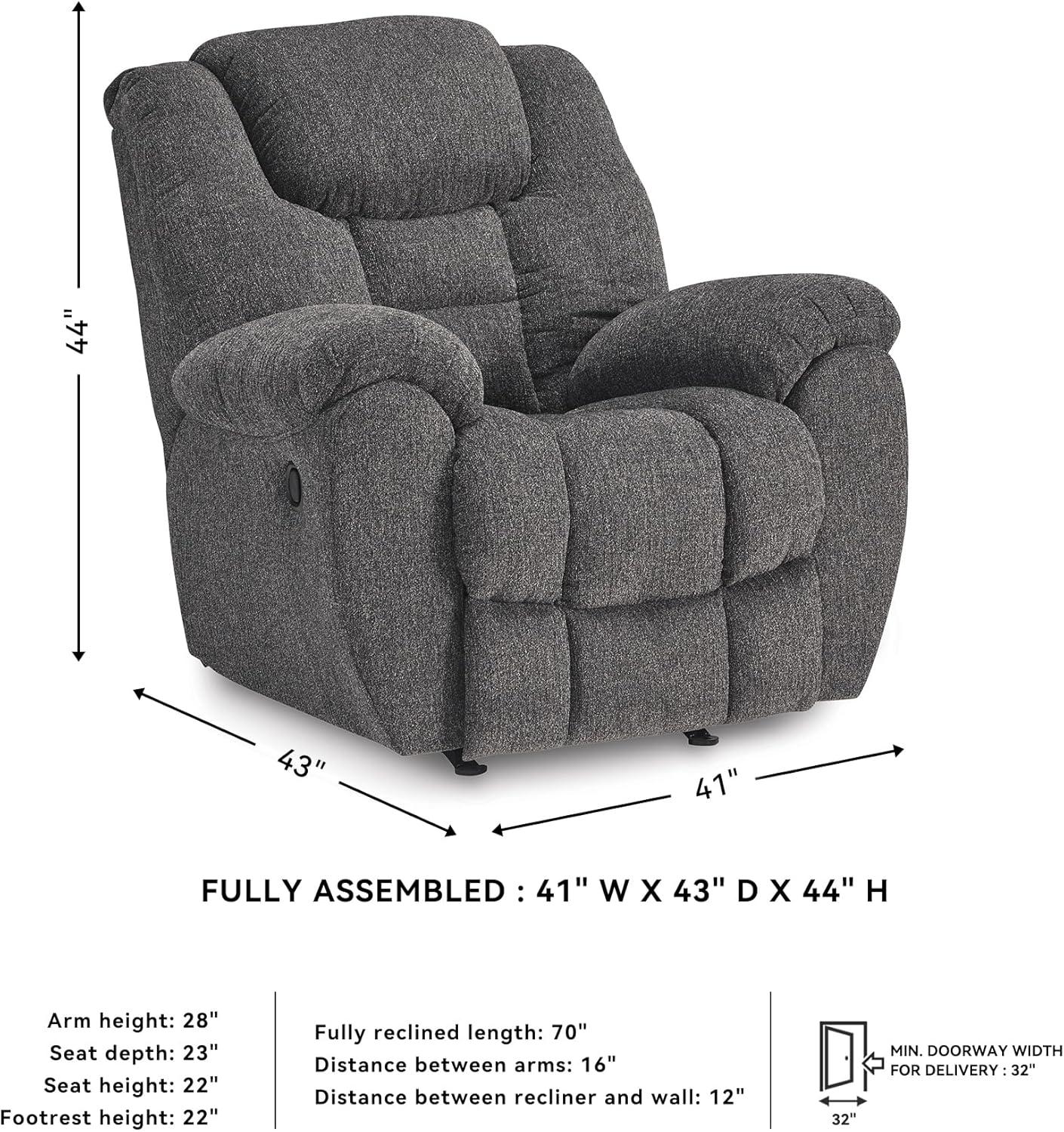 imageSignature Design by Ashley Foreside Contemporary Stain Resistant Manual Reclining Sofa GrayRecliner