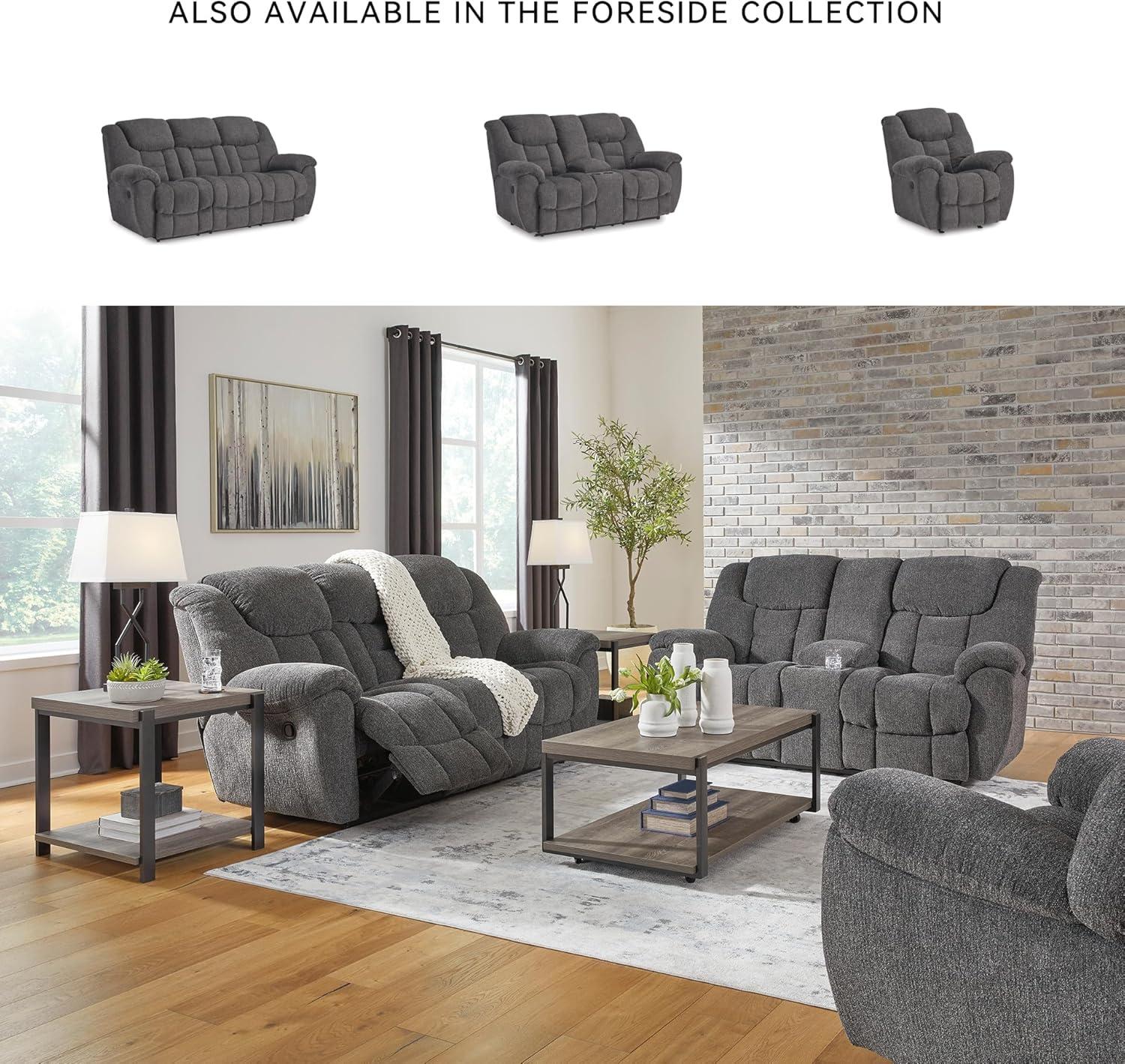 imageSignature Design by Ashley Foreside Contemporary Stain Resistant Manual Reclining Sofa GrayRecliner