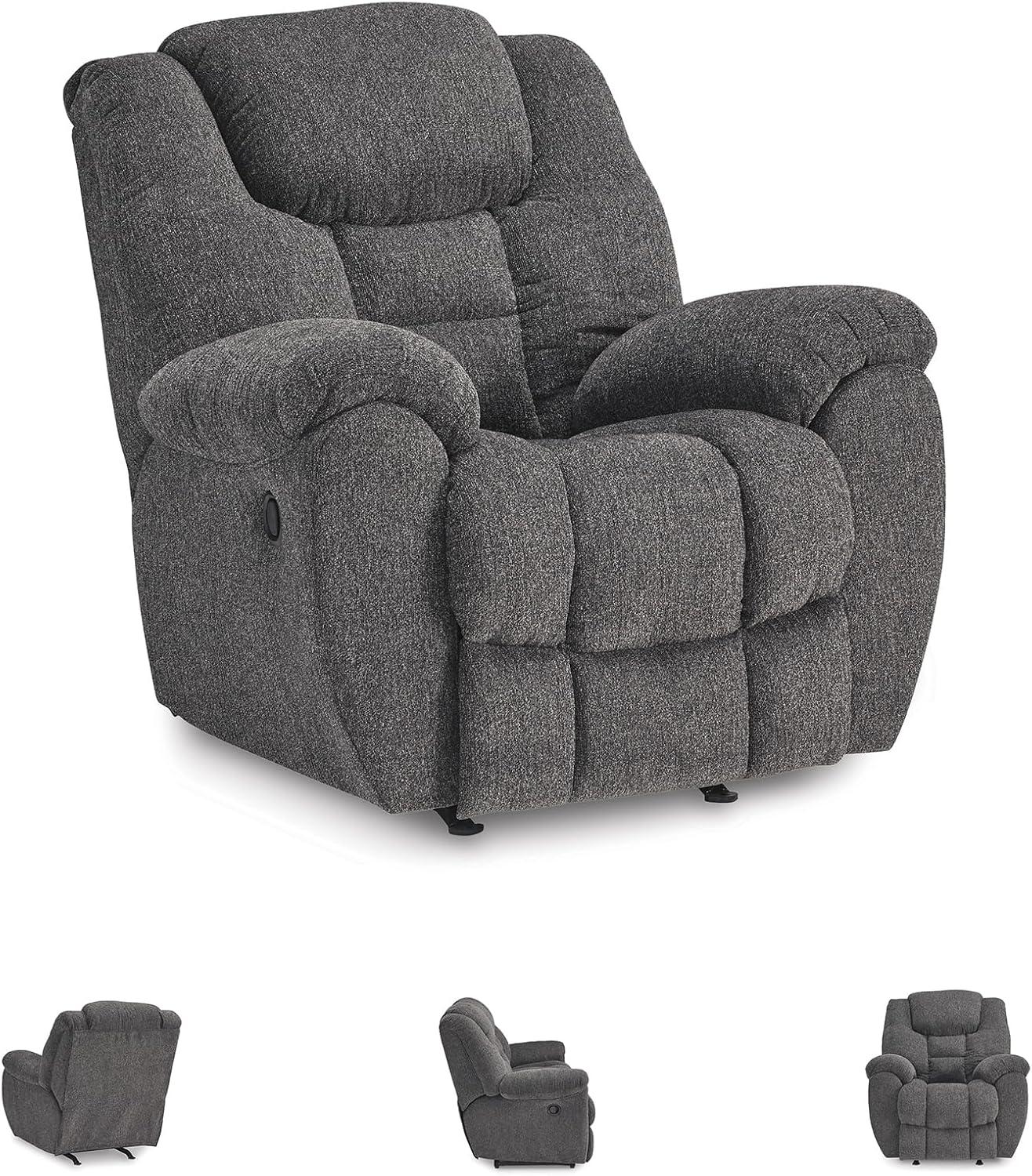 imageSignature Design by Ashley Foreside Contemporary Stain Resistant Manual Reclining Sofa GrayRecliner