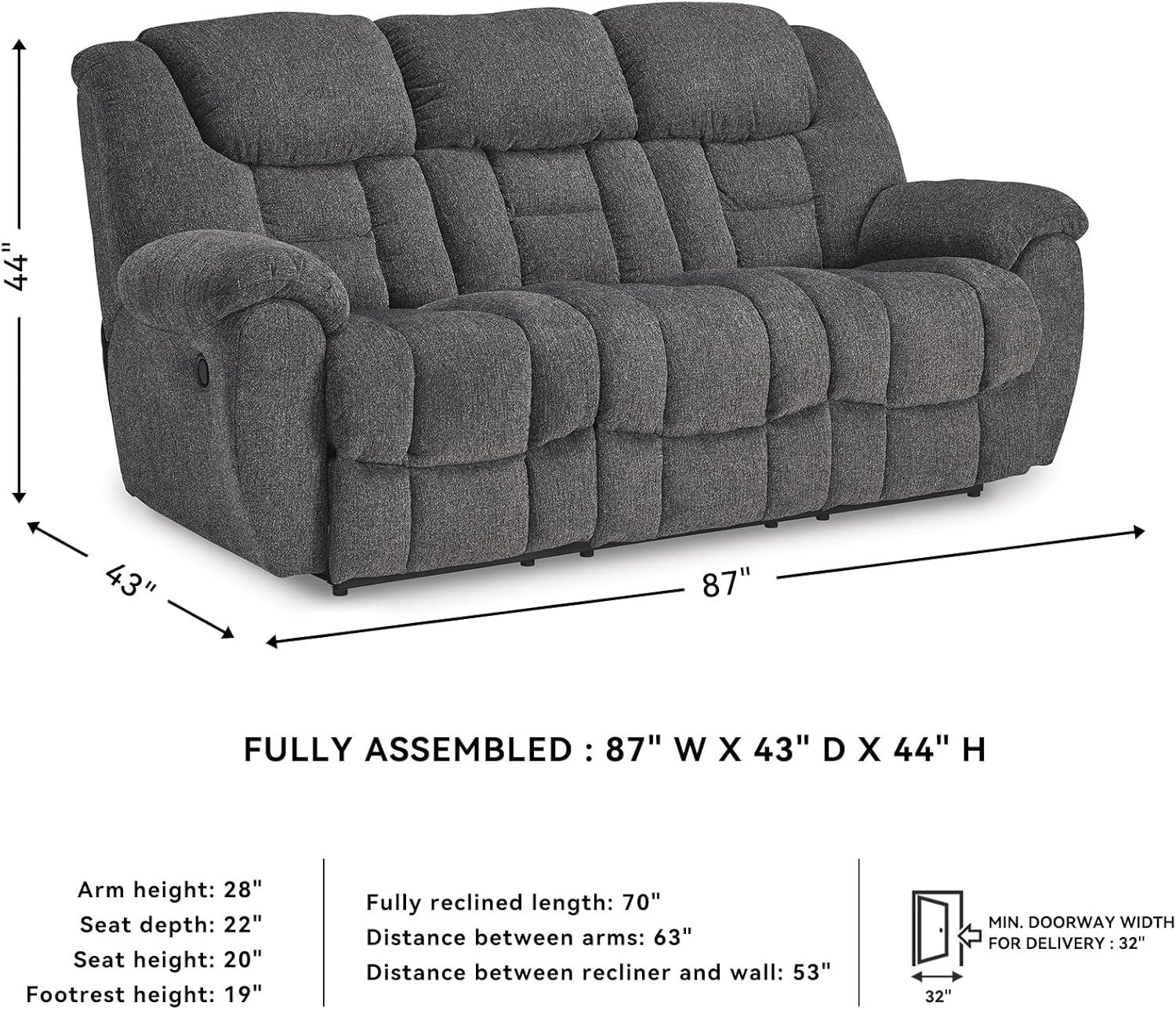 imageSignature Design by Ashley Foreside Contemporary Stain Resistant Manual Reclining Sofa GrayReclining Sofa
