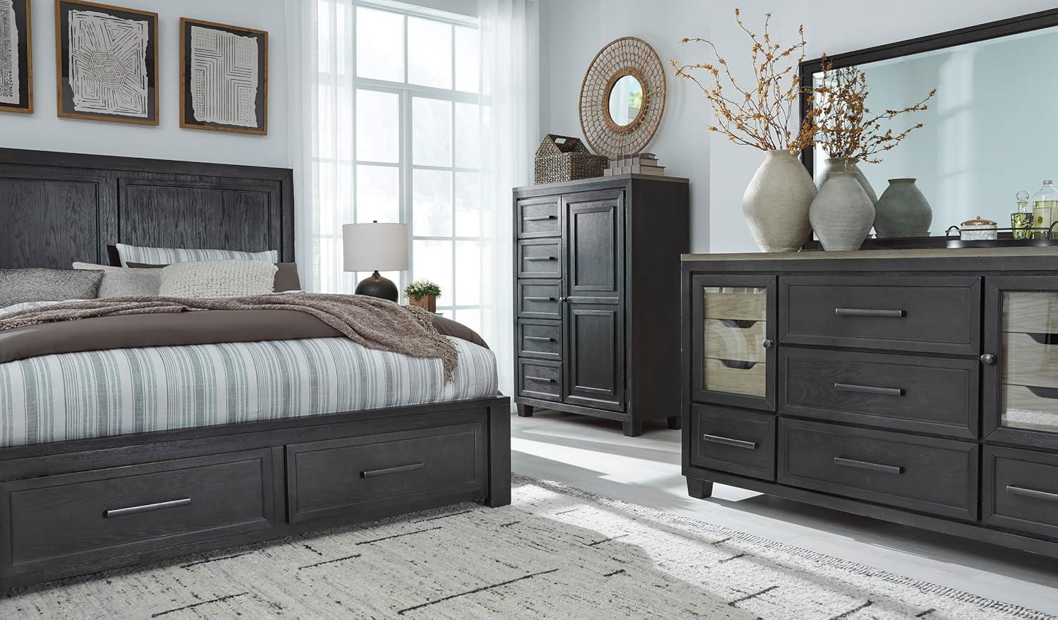 imageSignature Design by Ashley Foyland Contemporary Door Chest with FeltLined Top Drawer Black