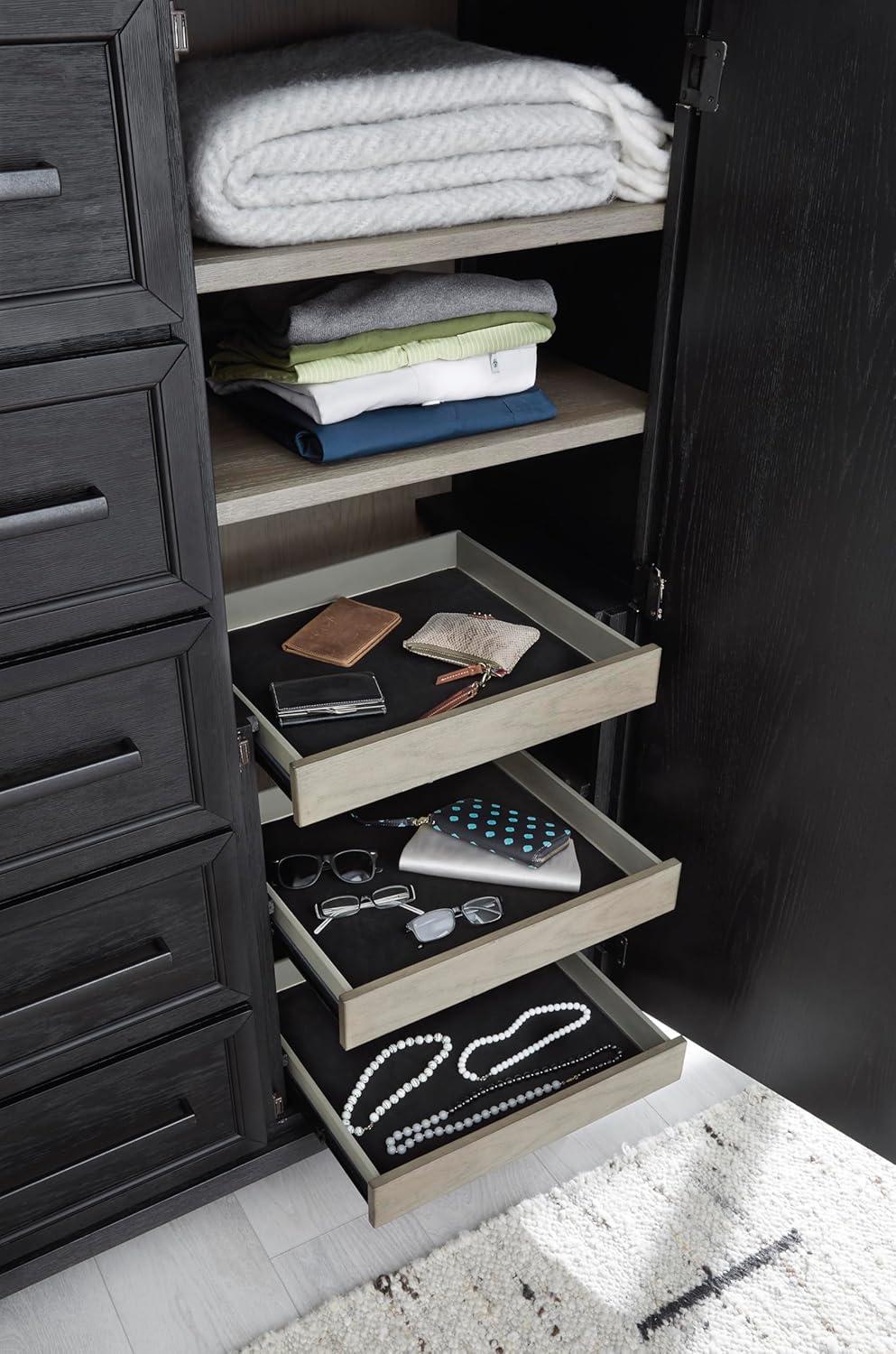 imageSignature Design by Ashley Foyland Contemporary Door Chest with FeltLined Top Drawer Black