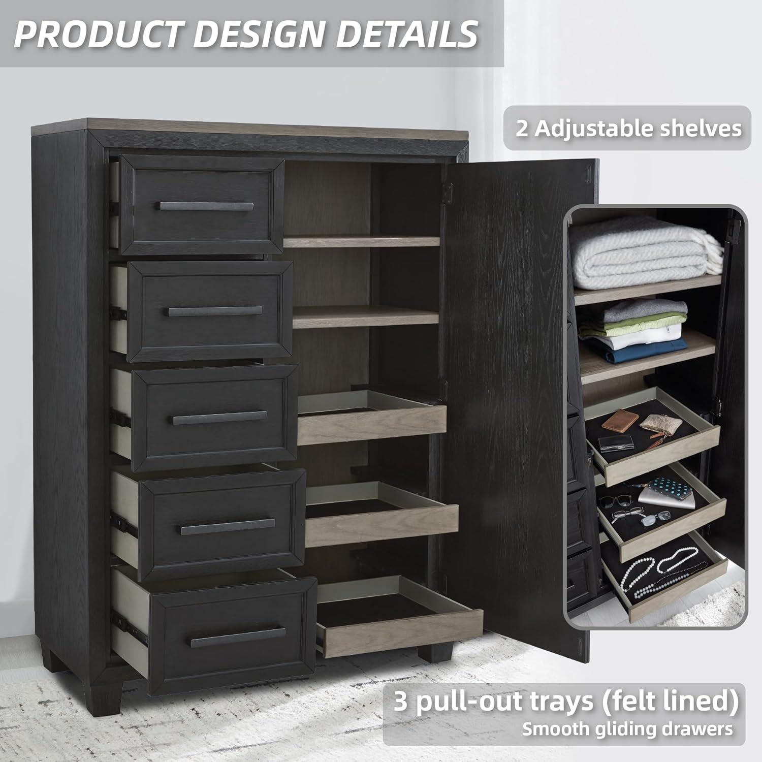 imageSignature Design by Ashley Foyland Contemporary Door Chest with FeltLined Top Drawer Black