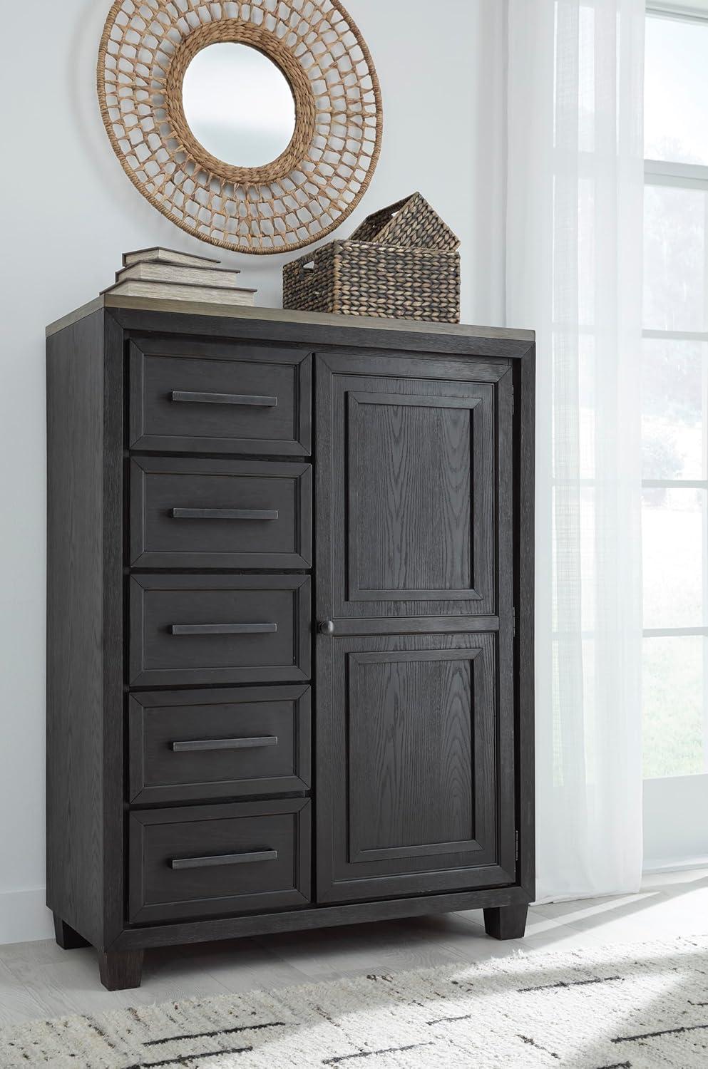 imageSignature Design by Ashley Foyland Contemporary Door Chest with FeltLined Top Drawer Black