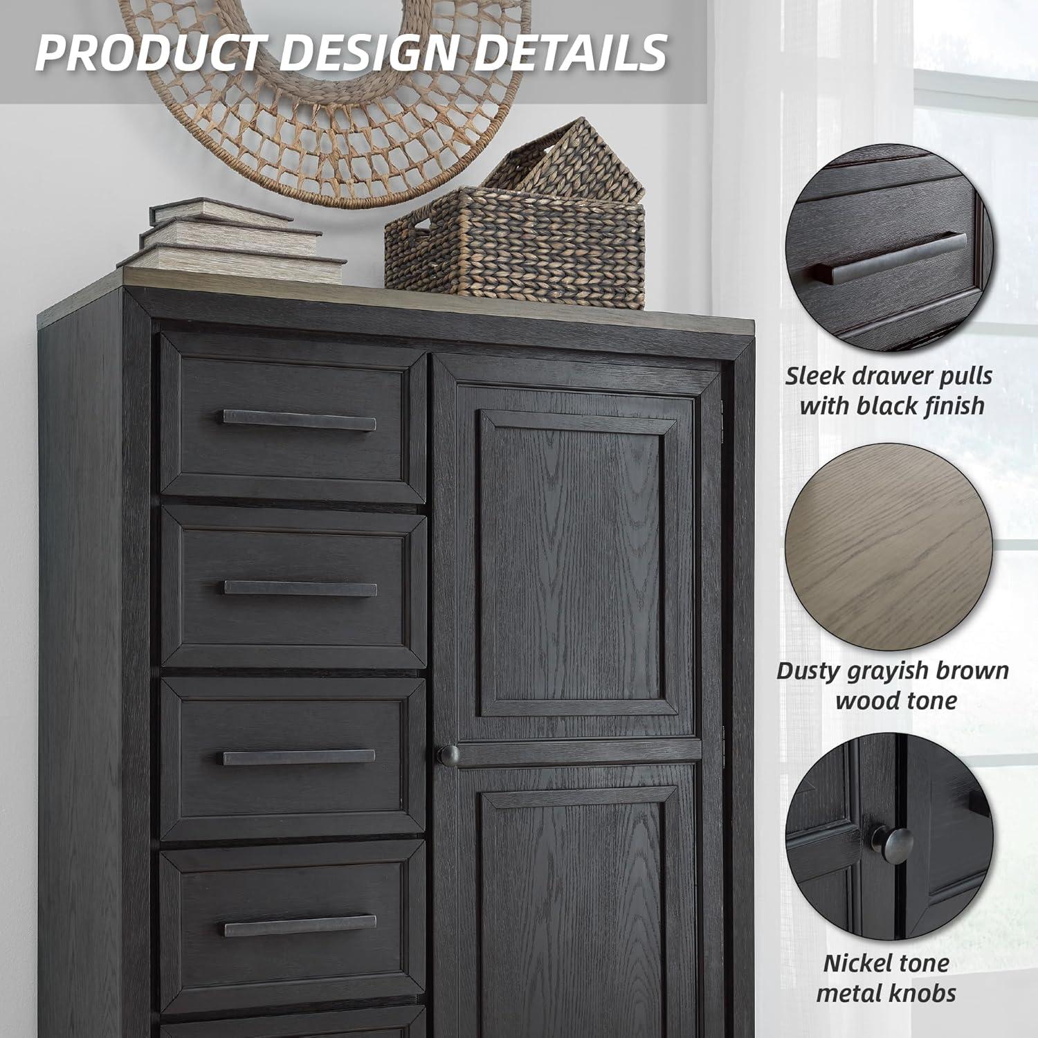 imageSignature Design by Ashley Foyland Contemporary Door Chest with FeltLined Top Drawer Black