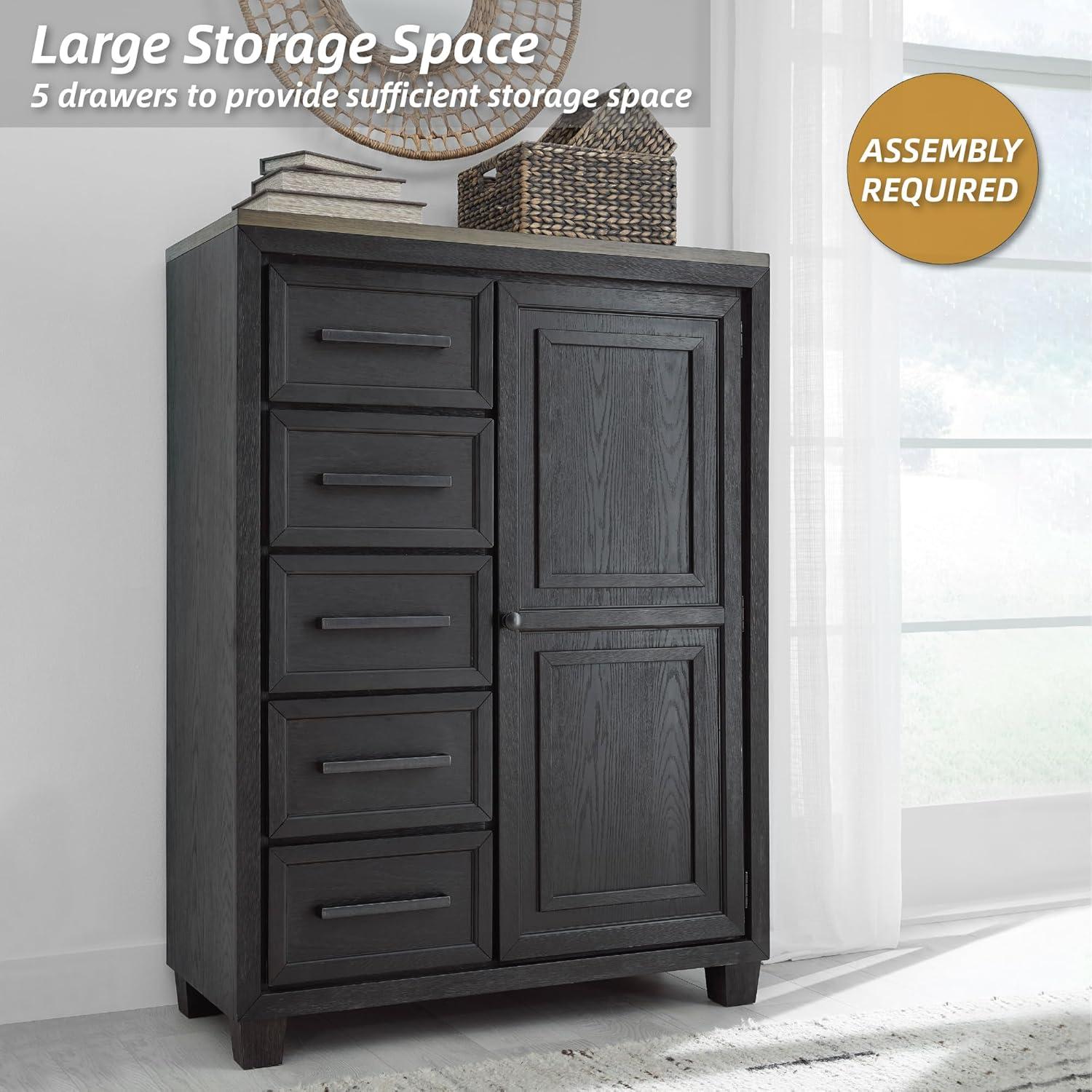 imageSignature Design by Ashley Foyland Contemporary Door Chest with FeltLined Top Drawer Black