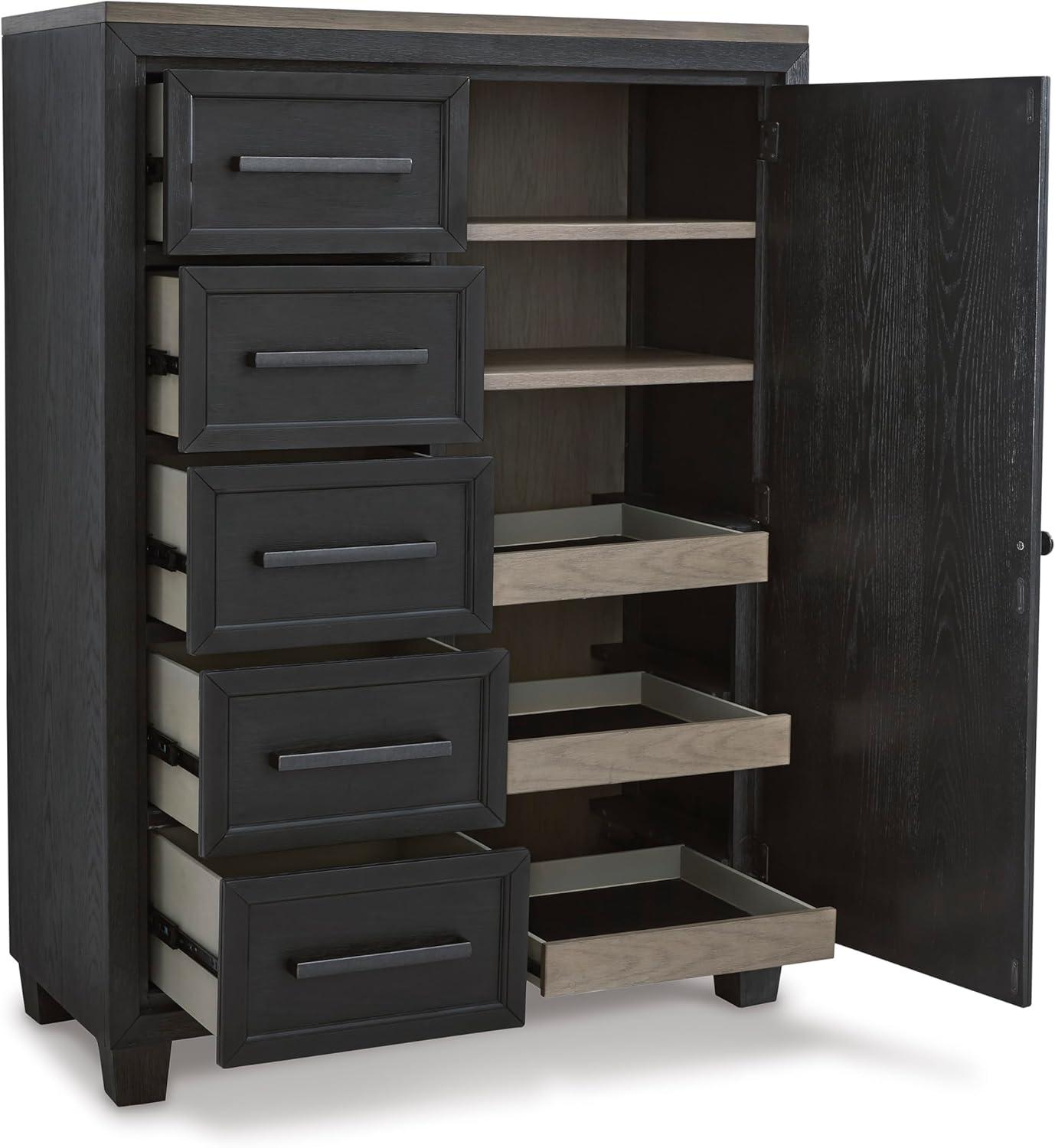 imageSignature Design by Ashley Foyland Contemporary Door Chest with FeltLined Top Drawer Black