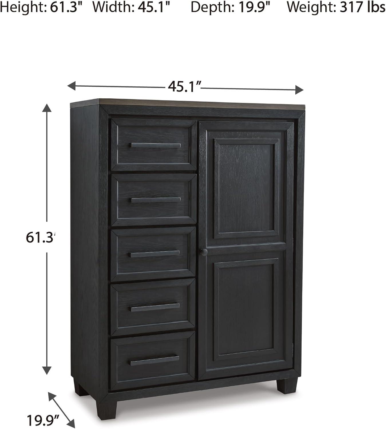 imageSignature Design by Ashley Foyland Contemporary Door Chest with FeltLined Top Drawer Black