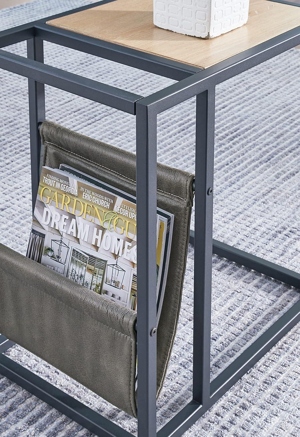 imageSignature Design by Ashley Freslowe Modern Industrial Chair Side End C Table Brown ampamp Gray