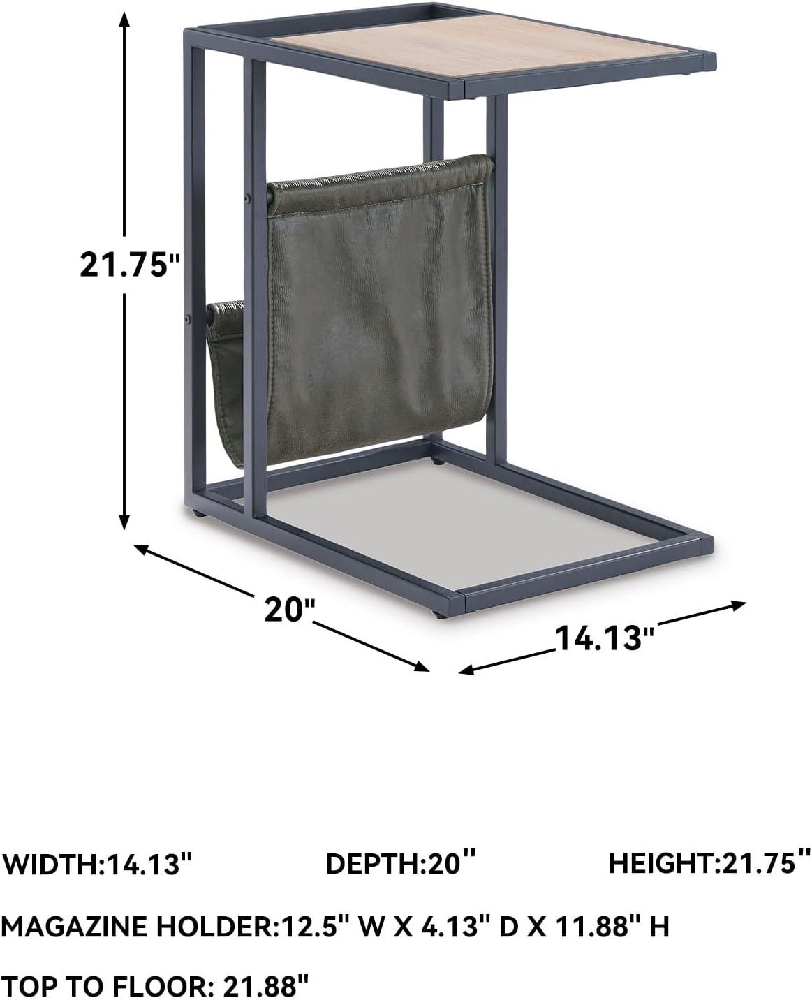 imageSignature Design by Ashley Freslowe Modern Industrial Chair Side End C Table Brown ampamp Gray