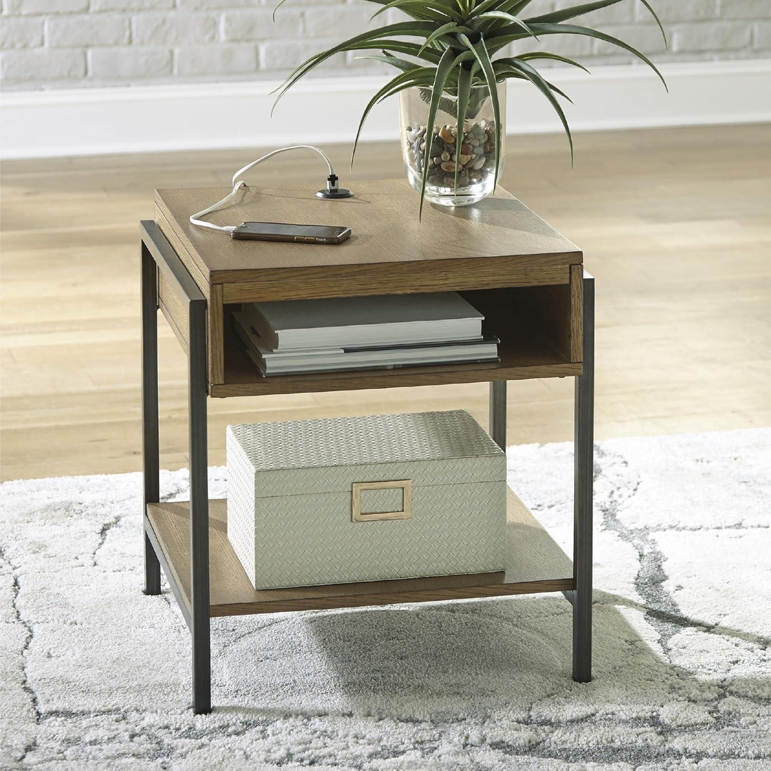 imageSignature Design by Ashley Fridley Modern Rectangular End Table Brown ampamp Black