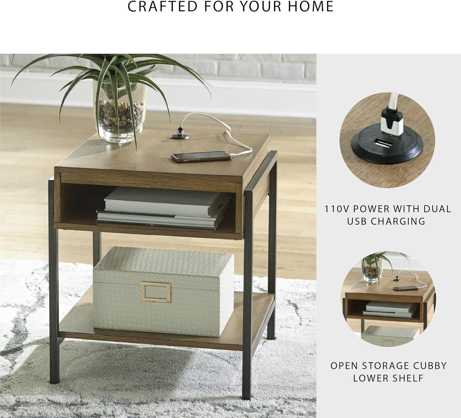 imageSignature Design by Ashley Fridley Modern Rectangular End Table Brown ampamp Black