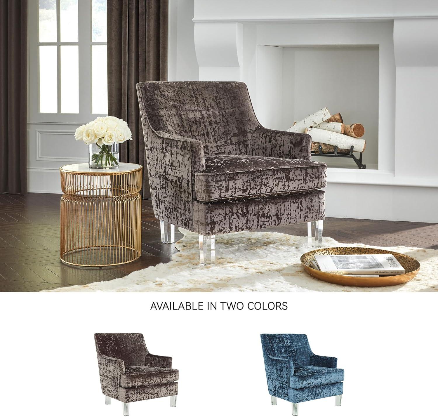 imageSignature Design by Ashley Gloriann Crushed Velvet Glam Accent Chair with Acrylic Legs Charcoal Gray
