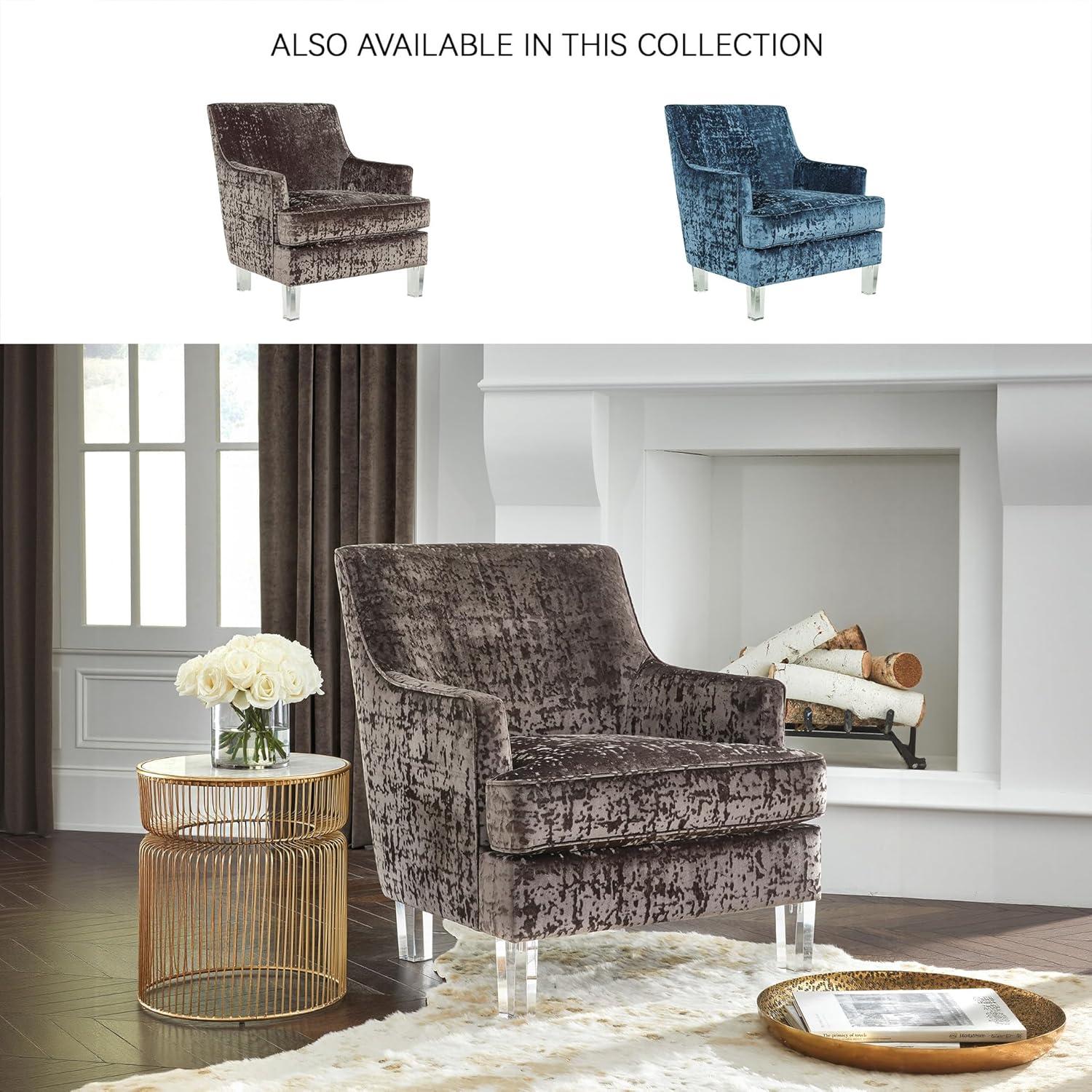 imageSignature Design by Ashley Gloriann Crushed Velvet Glam Accent Chair with Acrylic Legs Charcoal Gray