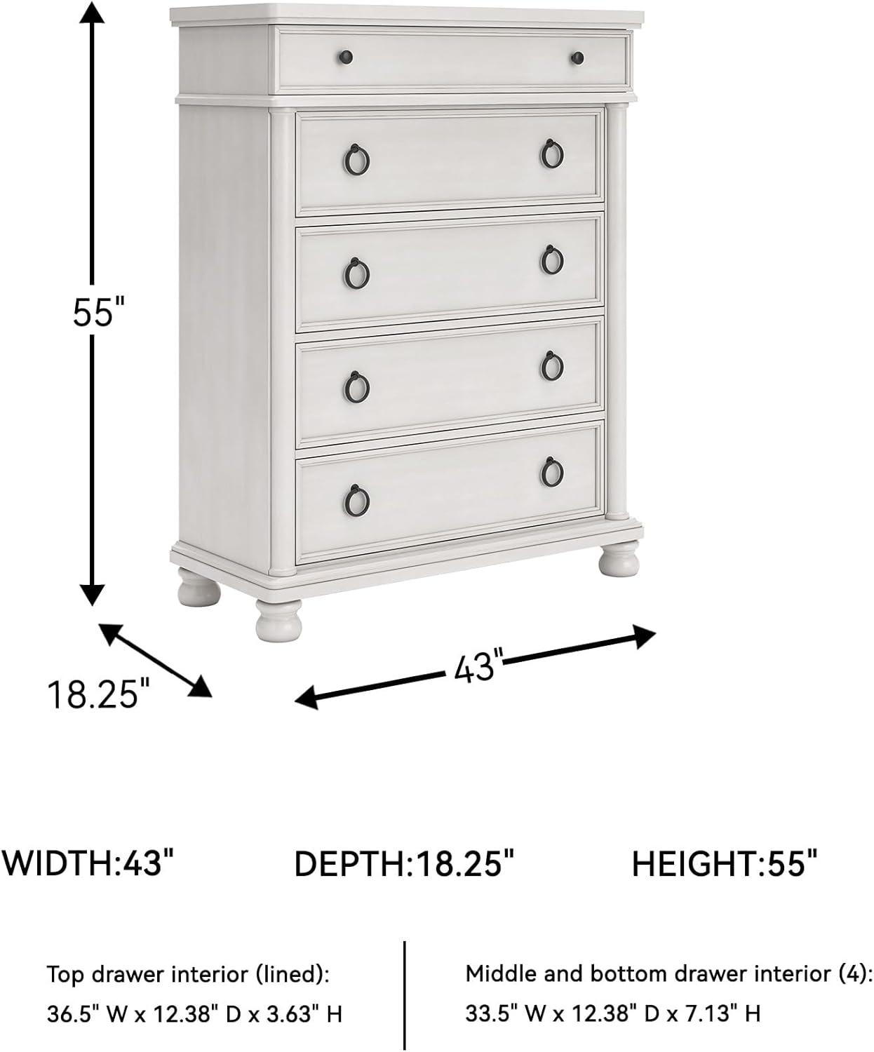 imageSignature Design by Ashley Greddinton Traditional 5Drawer Chest with Wood Finish White