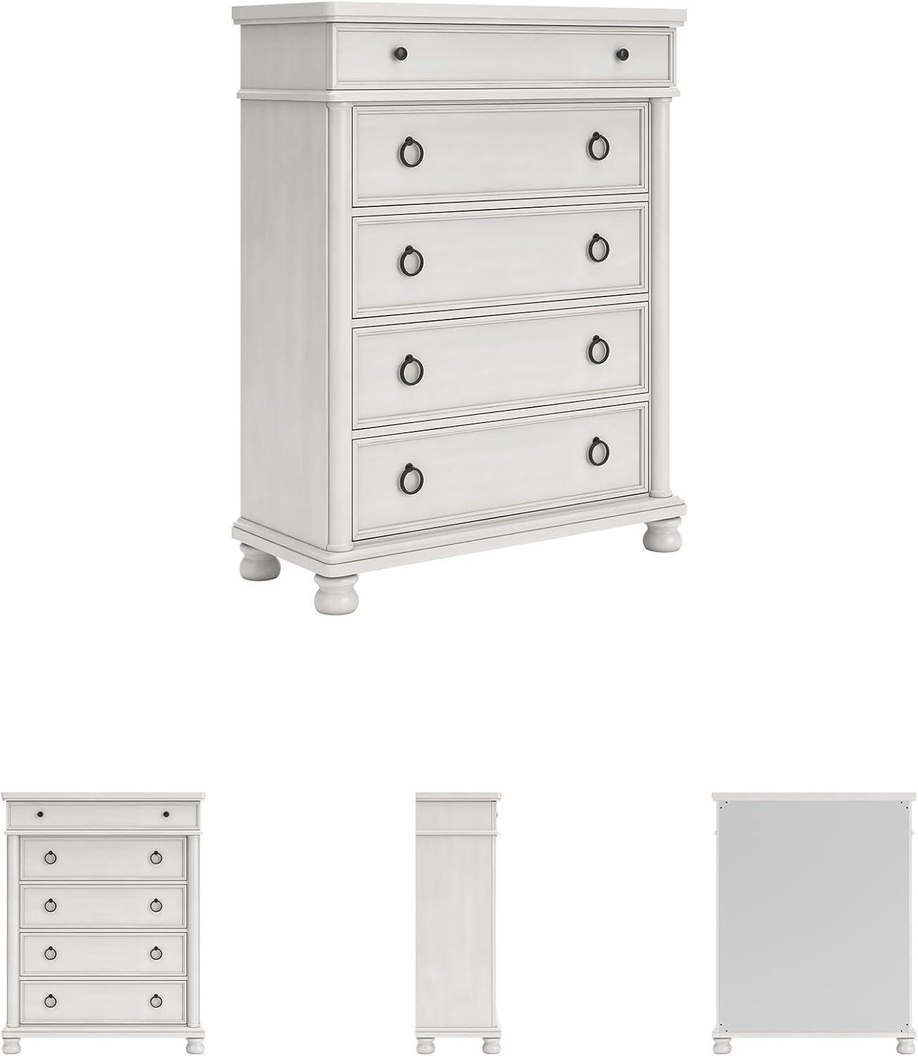 imageSignature Design by Ashley Greddinton Traditional 5Drawer Chest with Wood Finish White