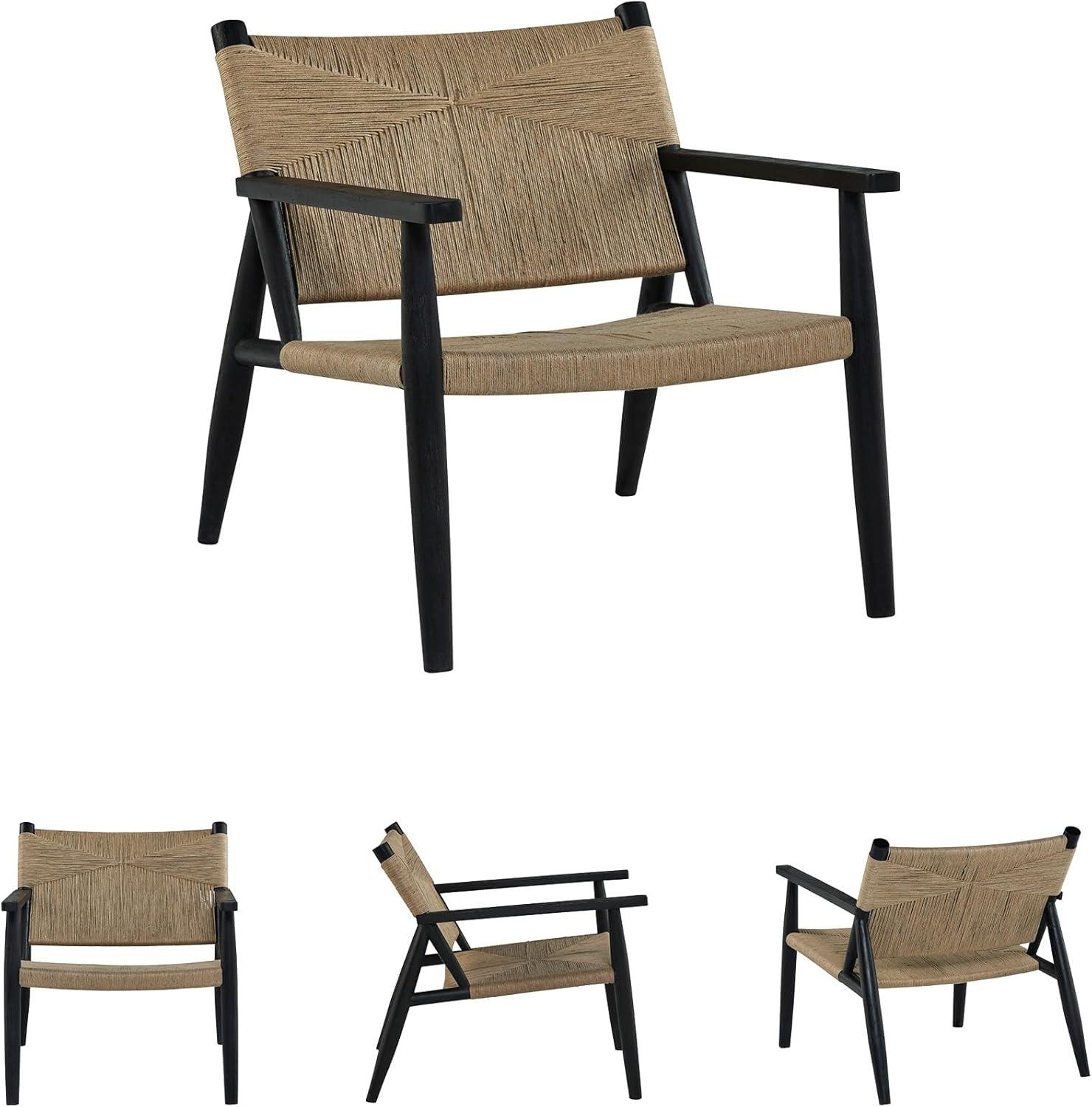 imageSignature Design by Ashley Halfmore MidCentury Modern Accent Chair with Tight Seat Track Arms and in Handwoven Natural Jute Light Brown ampamp Black