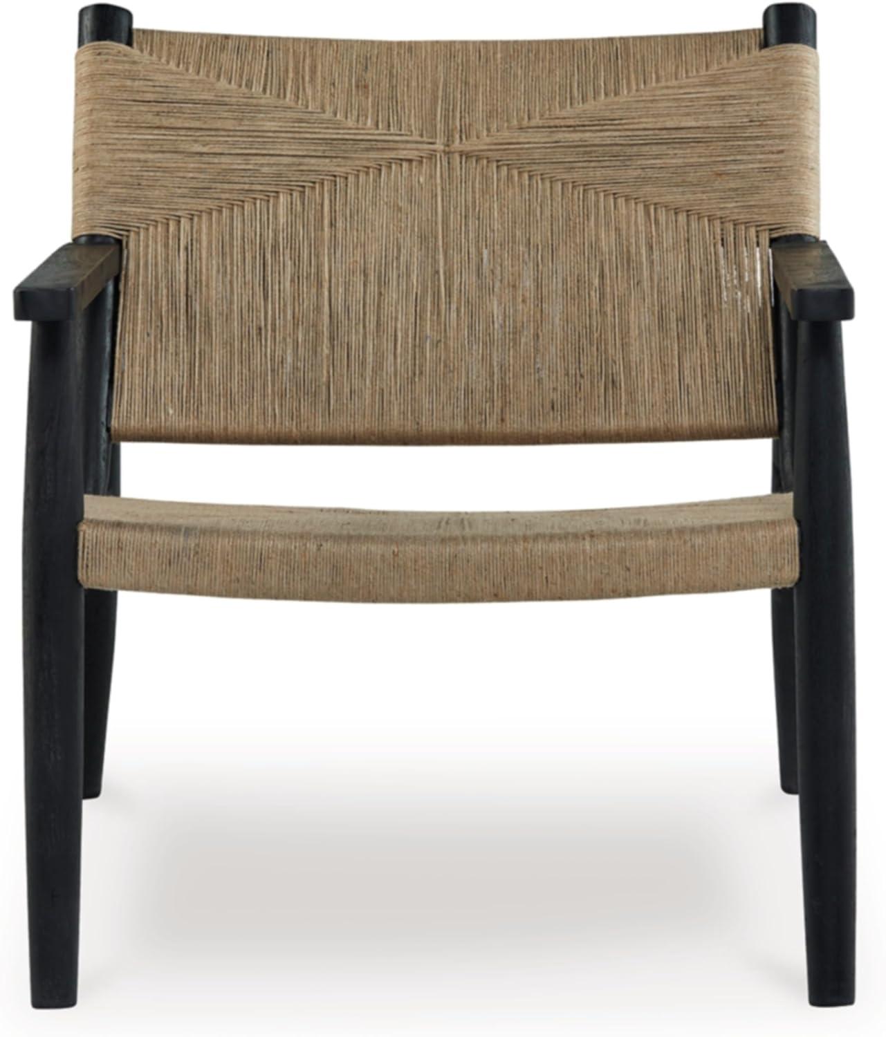 imageSignature Design by Ashley Halfmore MidCentury Modern Accent Chair with Tight Seat Track Arms and in Handwoven Natural Jute Light Brown ampamp Black