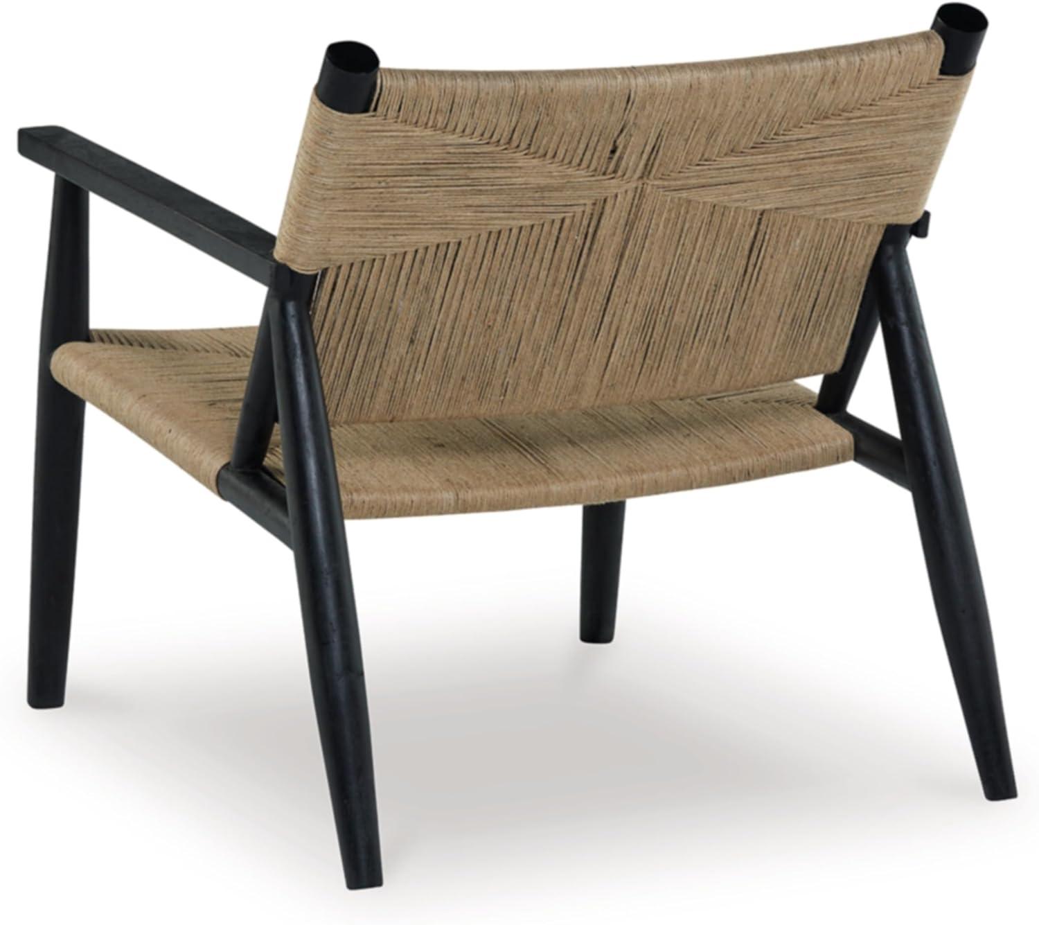 imageSignature Design by Ashley Halfmore MidCentury Modern Accent Chair with Tight Seat Track Arms and in Handwoven Natural Jute Light Brown ampamp Black
