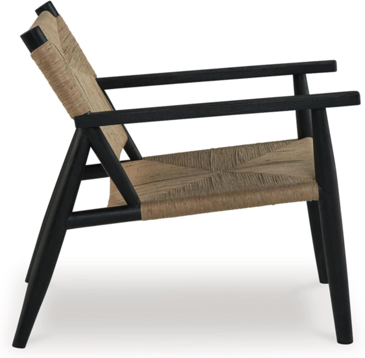 imageSignature Design by Ashley Halfmore MidCentury Modern Accent Chair with Tight Seat Track Arms and in Handwoven Natural Jute Light Brown ampamp Black