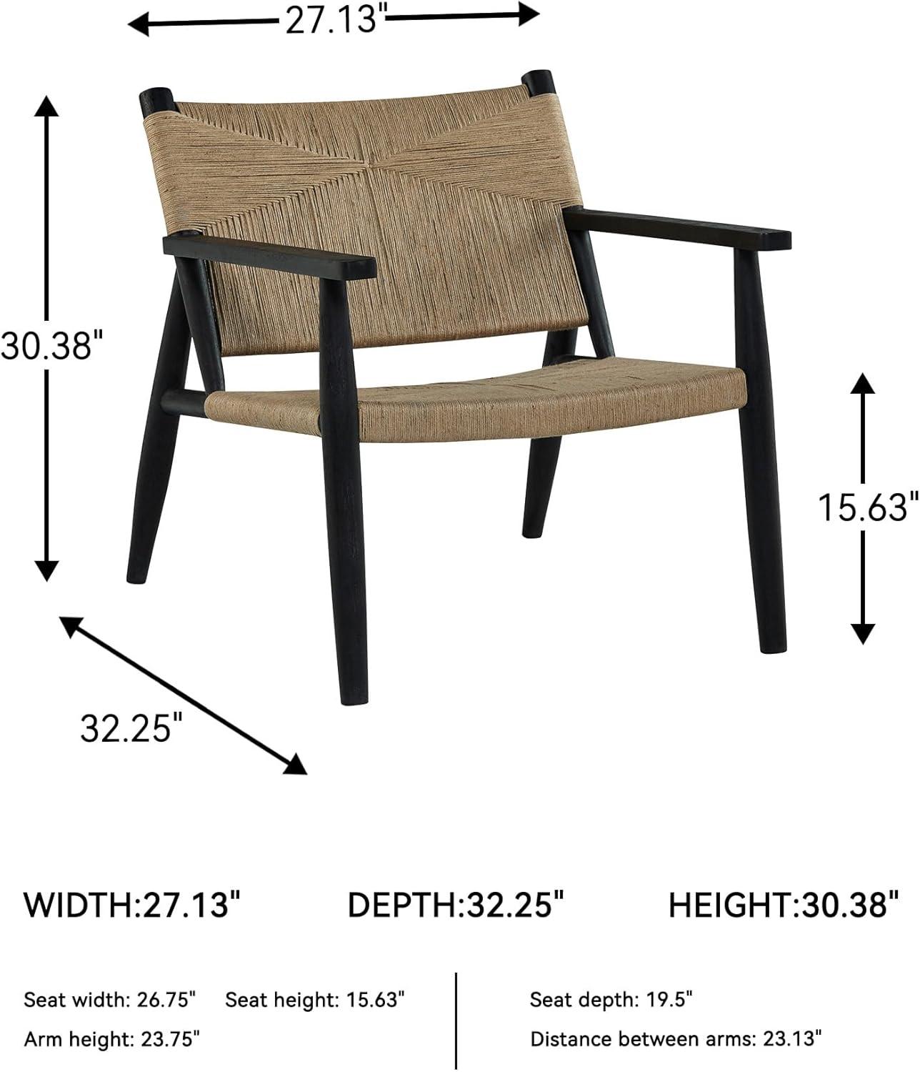 imageSignature Design by Ashley Halfmore MidCentury Modern Accent Chair with Tight Seat Track Arms and in Handwoven Natural Jute Light Brown ampamp Black