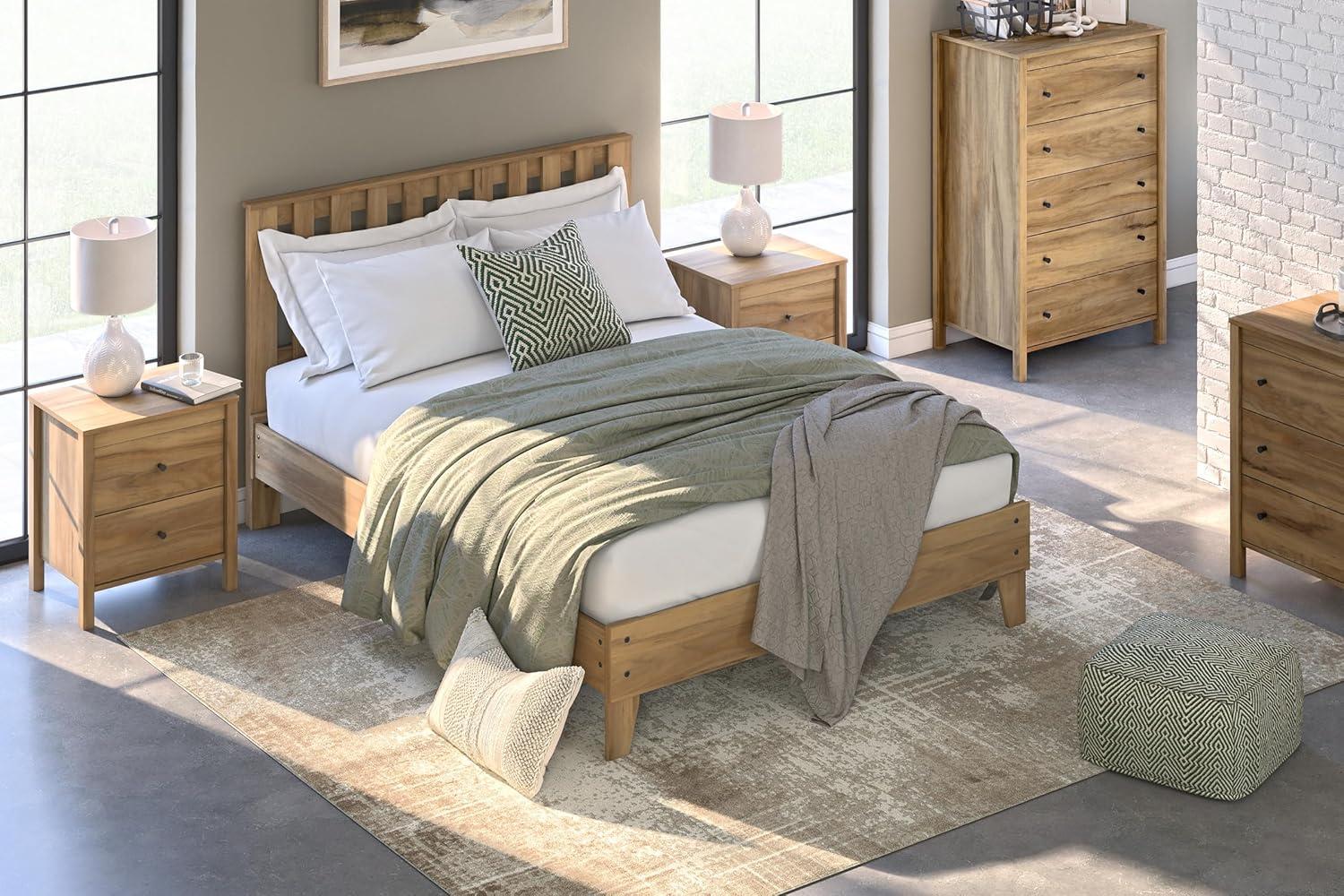 imageSignature Design by Ashley Hallityn Coastal 5 Drawer Chest with Safety Stop for Bedroom WhiteLight Brown