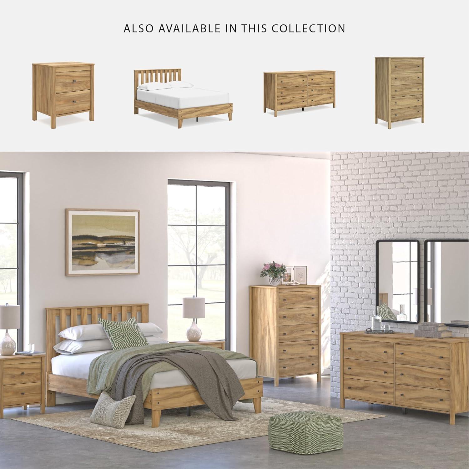 imageSignature Design by Ashley Hallityn Coastal 5 Drawer Chest with Safety Stop for Bedroom WhiteLight Brown