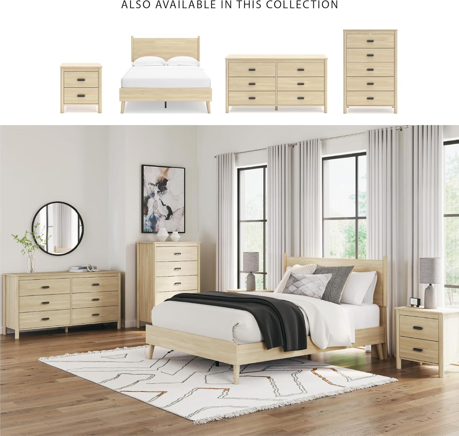imageSignature Design by Ashley Hallityn Coastal 5 Drawer Chest with Safety Stop for Bedroom WhiteTan