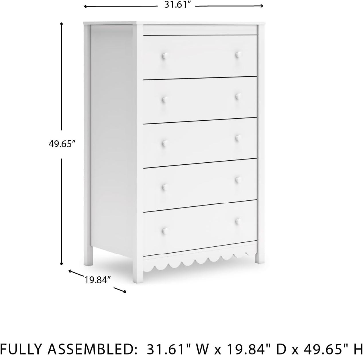 imageSignature Design by Ashley Hallityn Coastal 5 Drawer Chest with Safety Stop for Bedroom WhiteWhite