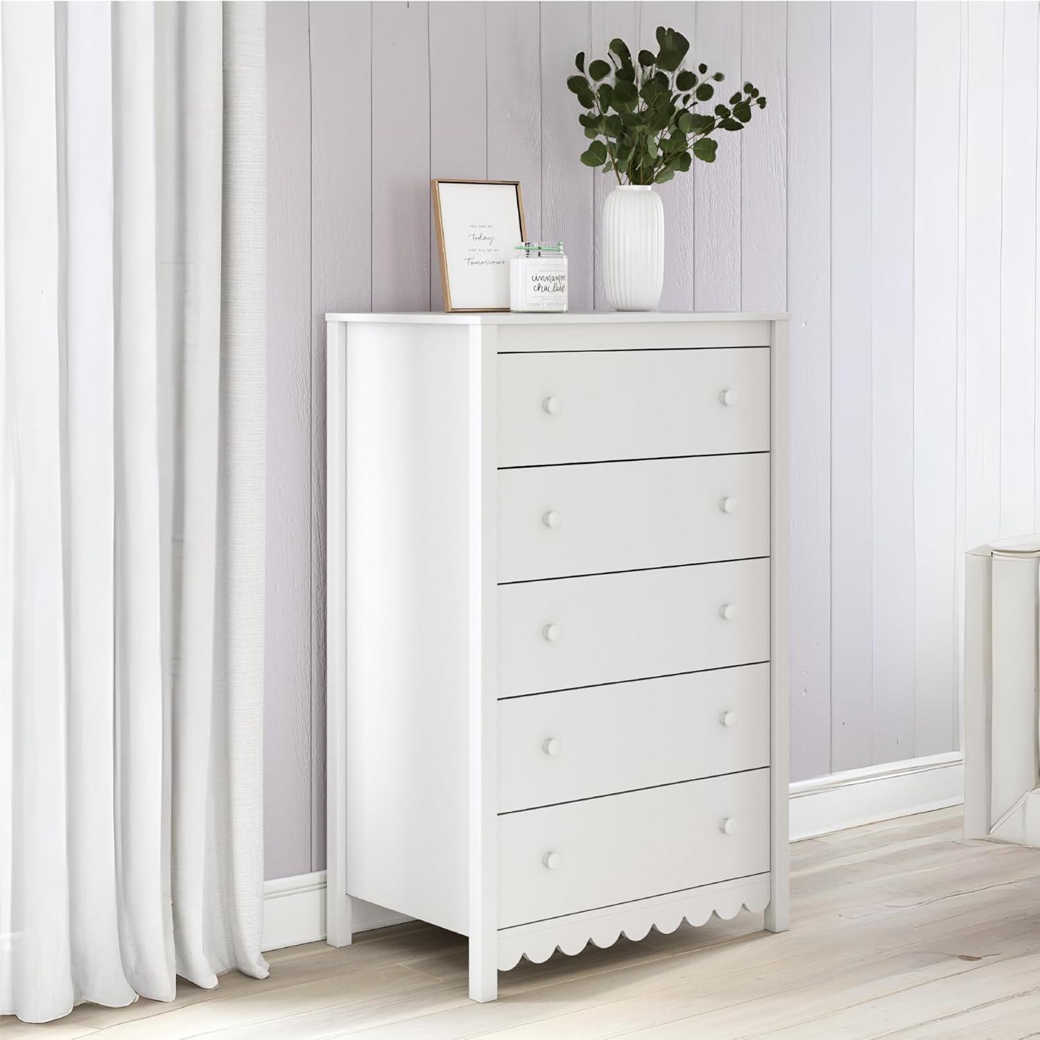 imageSignature Design by Ashley Hallityn Coastal 5 Drawer Chest with Safety Stop for Bedroom WhiteWhite