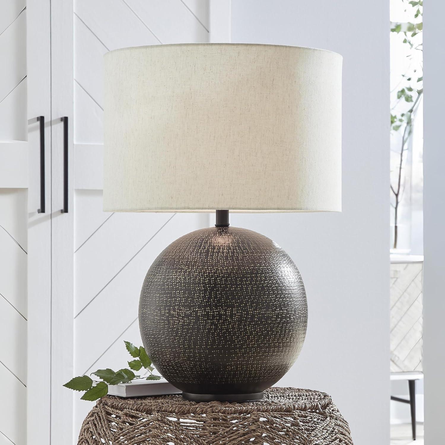 imageSignature Design by Ashley Hambell Industrial Metal Table Lamp with 3Way Switch Black ampamp Metallic