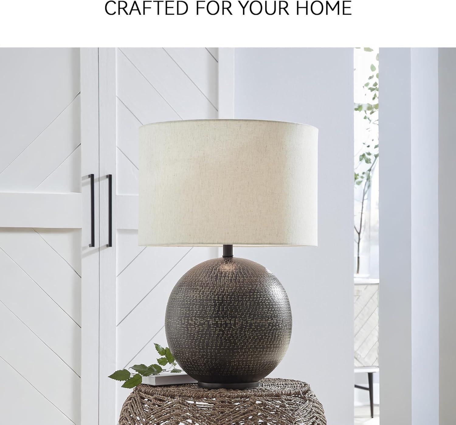 imageSignature Design by Ashley Hambell Industrial Metal Table Lamp with 3Way Switch Black ampamp Metallic